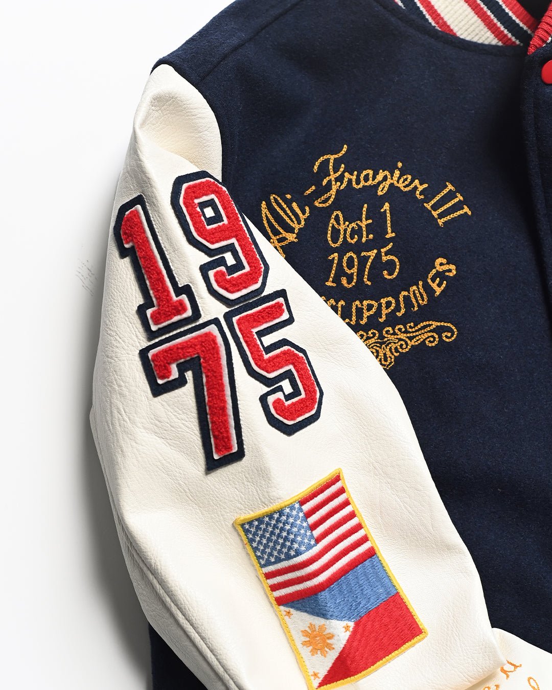 Thrilla in Manila 50th Anniversary Navy Varsity Jacket - Roots of Fight