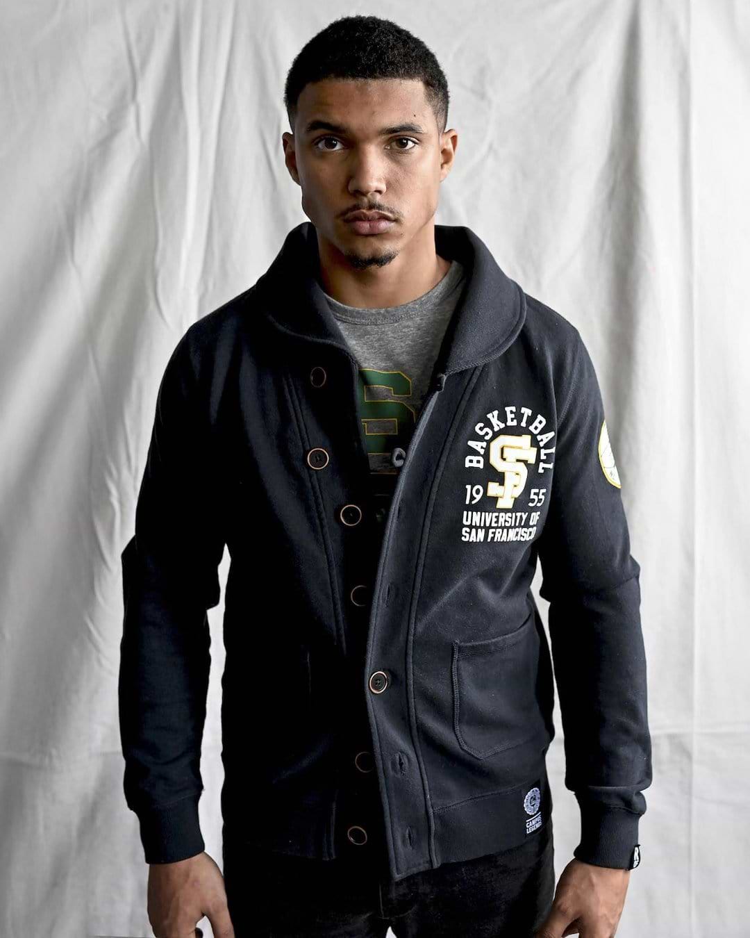 USF - Bill Russell '55 Black Cardigan - Roots of Fight