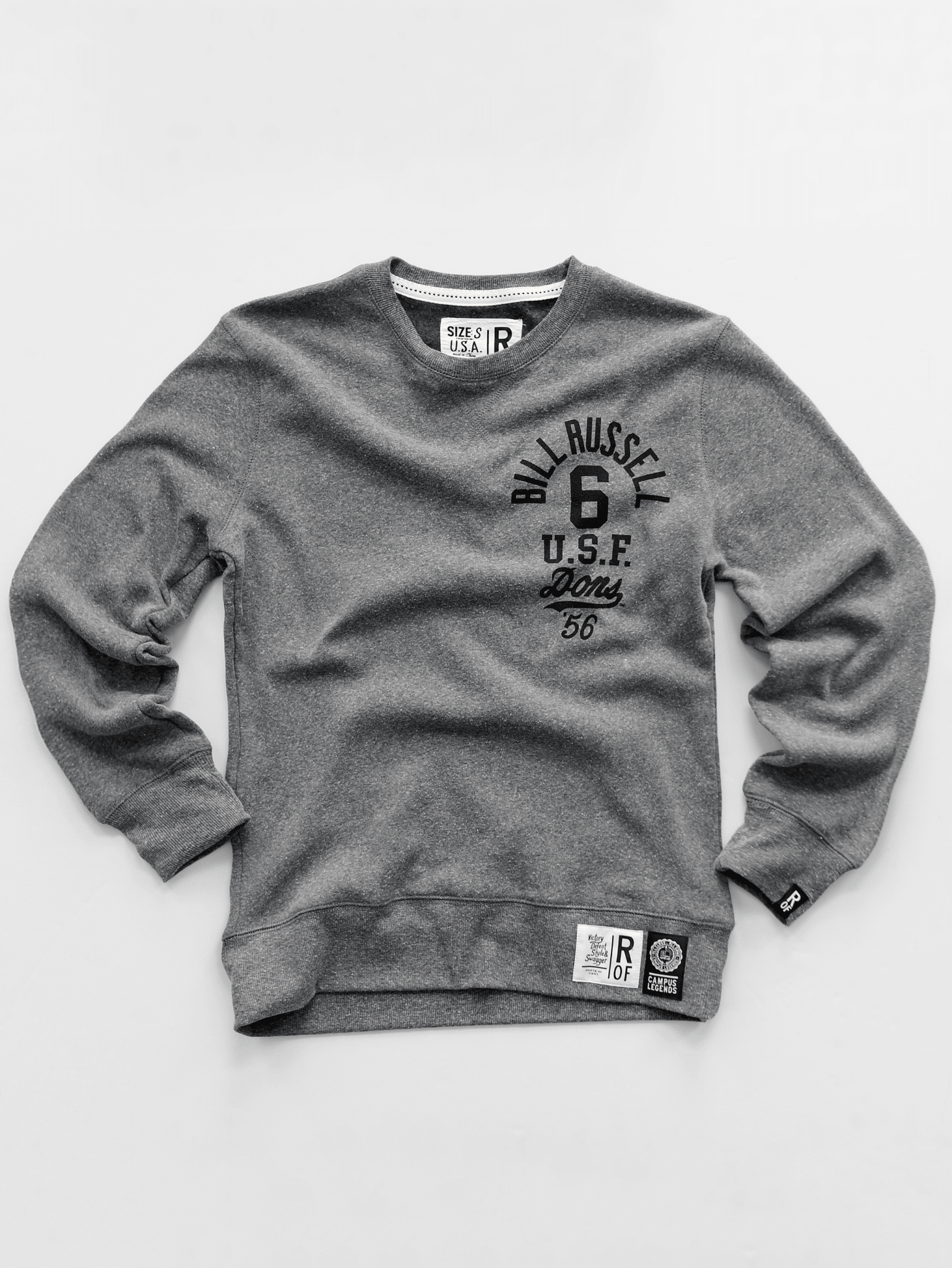 USF - Bill Russell '56 Basketball Grey Sweatshirt - Roots of Fight