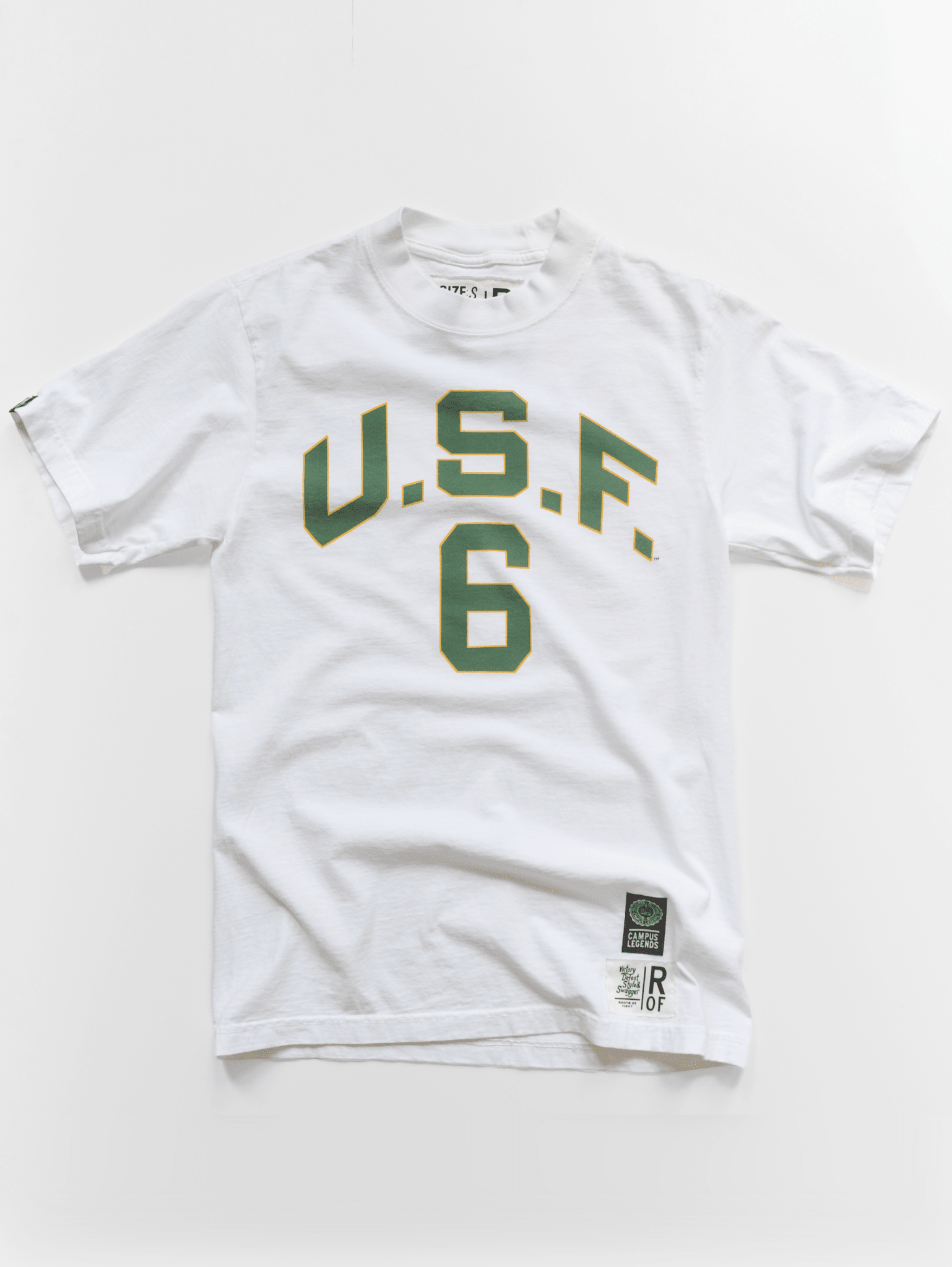 USF - Bill Russell 6 White Heavyweight Tee - Roots of Fight