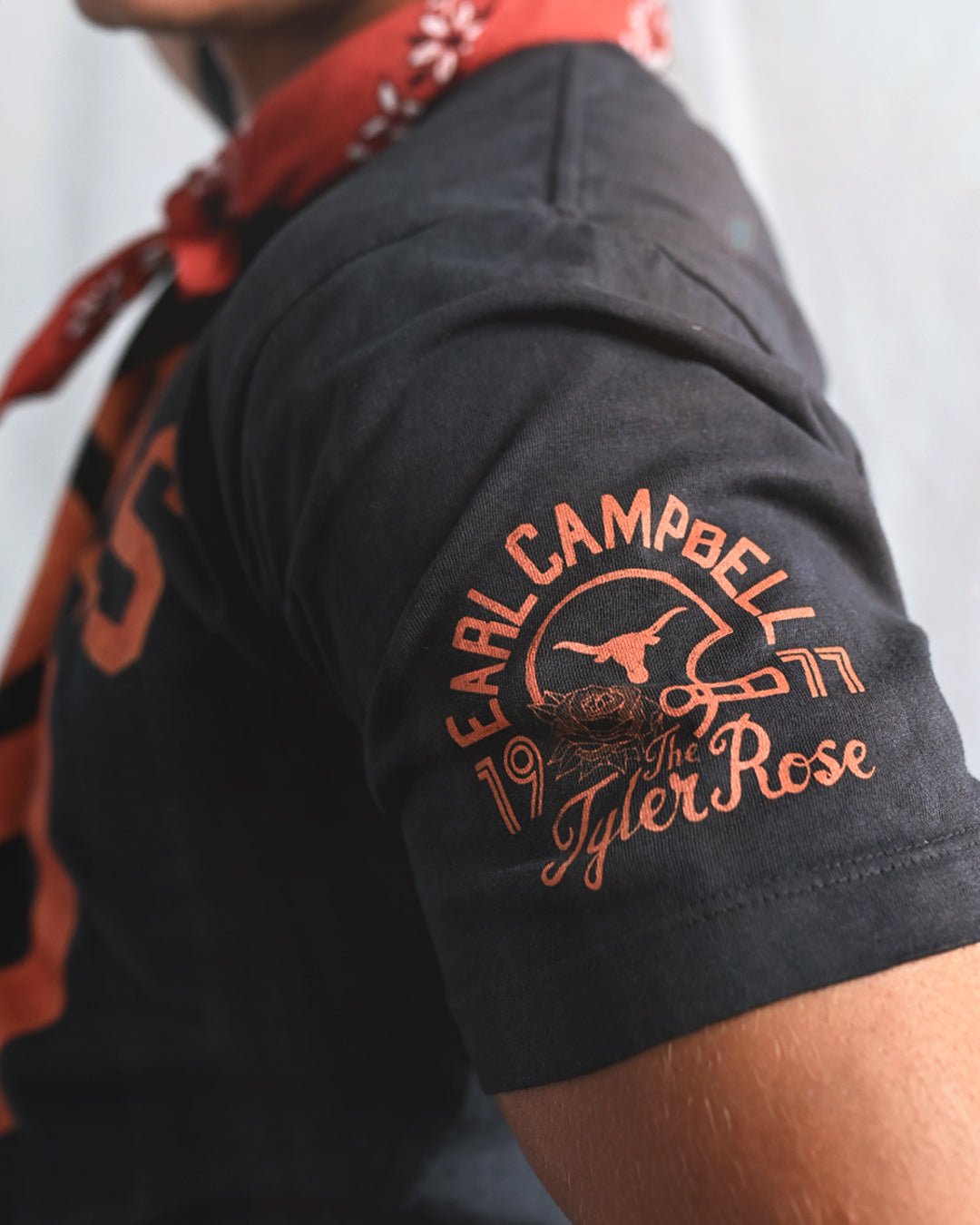 UT - Earl Campbell 20 Football Black Tee - Roots of Fight