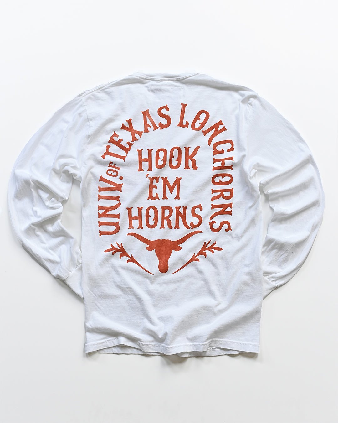 UT - Longhorns Hook 'Em White Long Sleeve Tee - Roots of Fight