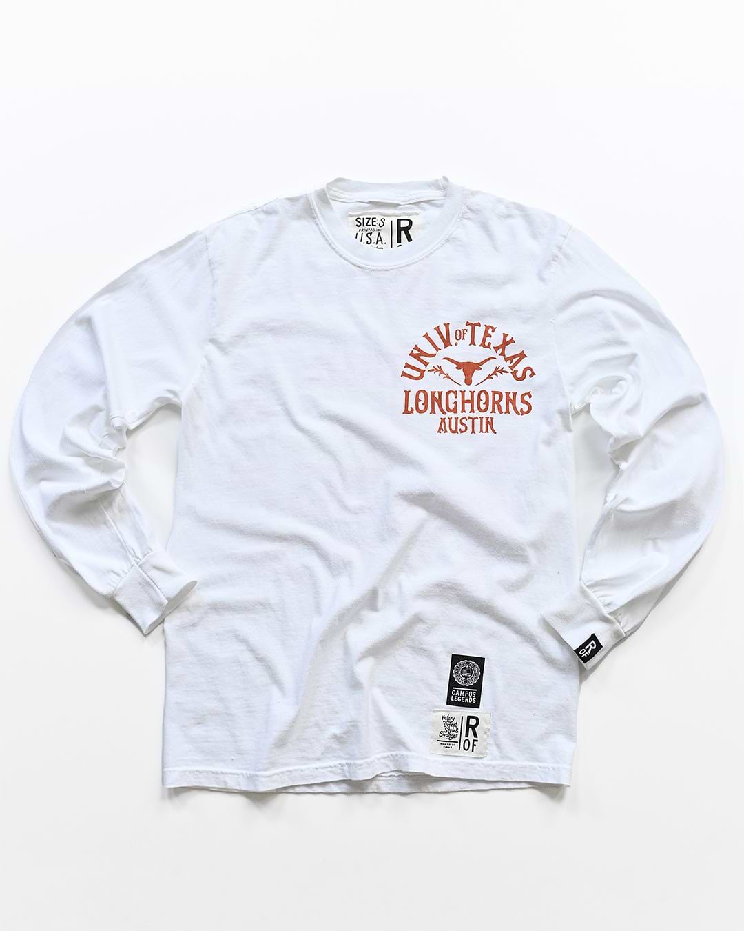 UT - Longhorns Hook 'Em White Long Sleeve Tee - Roots of Fight