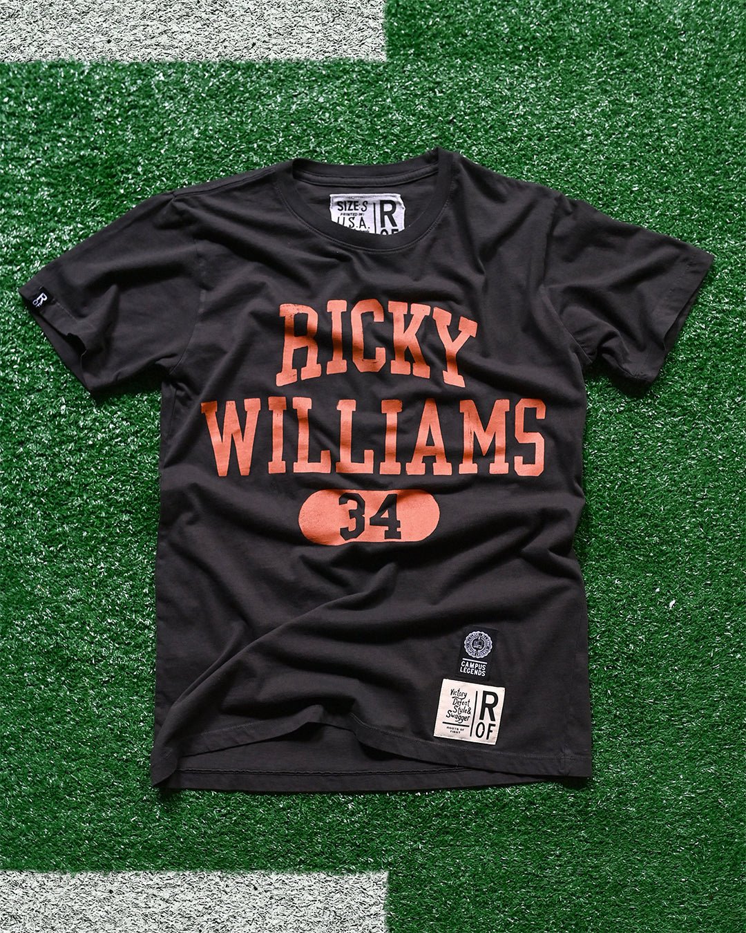 UT - Ricky Williams 34 Horns Football Black Tee - Roots of Fight