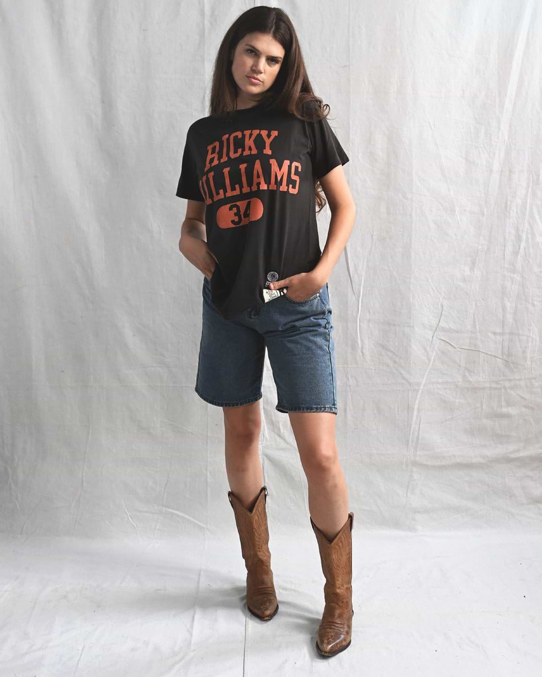 UT - Ricky Williams 34 Horns Football Black Tee - Roots of Fight