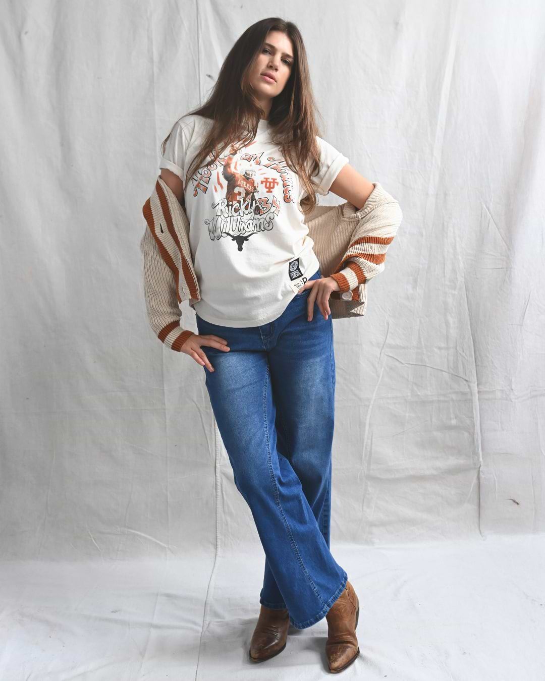 UT - Ricky Williams Horns Football White Tee - Roots of Fight