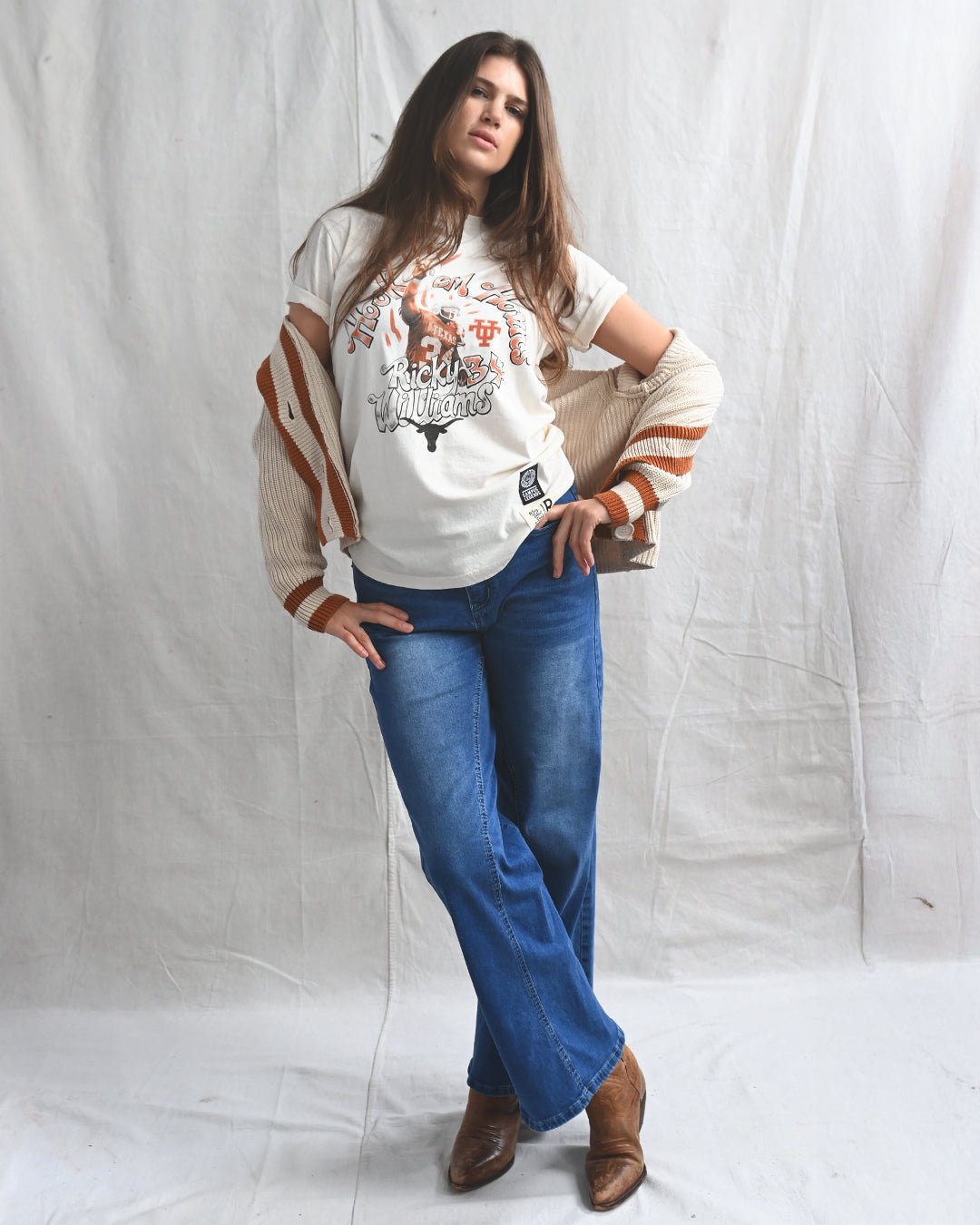 UT - Ricky Williams Horns Football White Tee - Roots of Fight