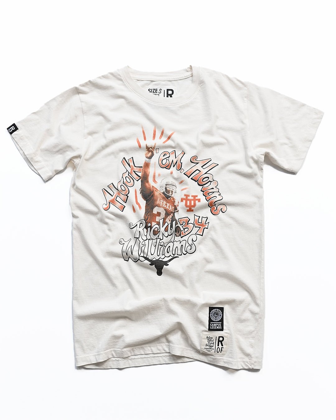 UT - Ricky Williams Horns Football White Tee - Roots of Fight
