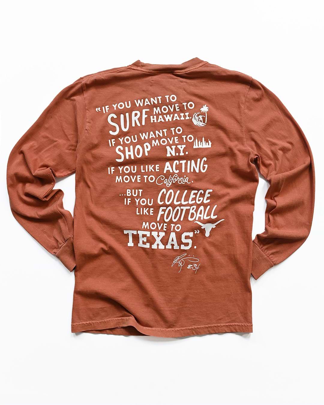 UT - Ricky Williams Texas Footbal Orange Long Sleeve Tee - Roots of Fight
