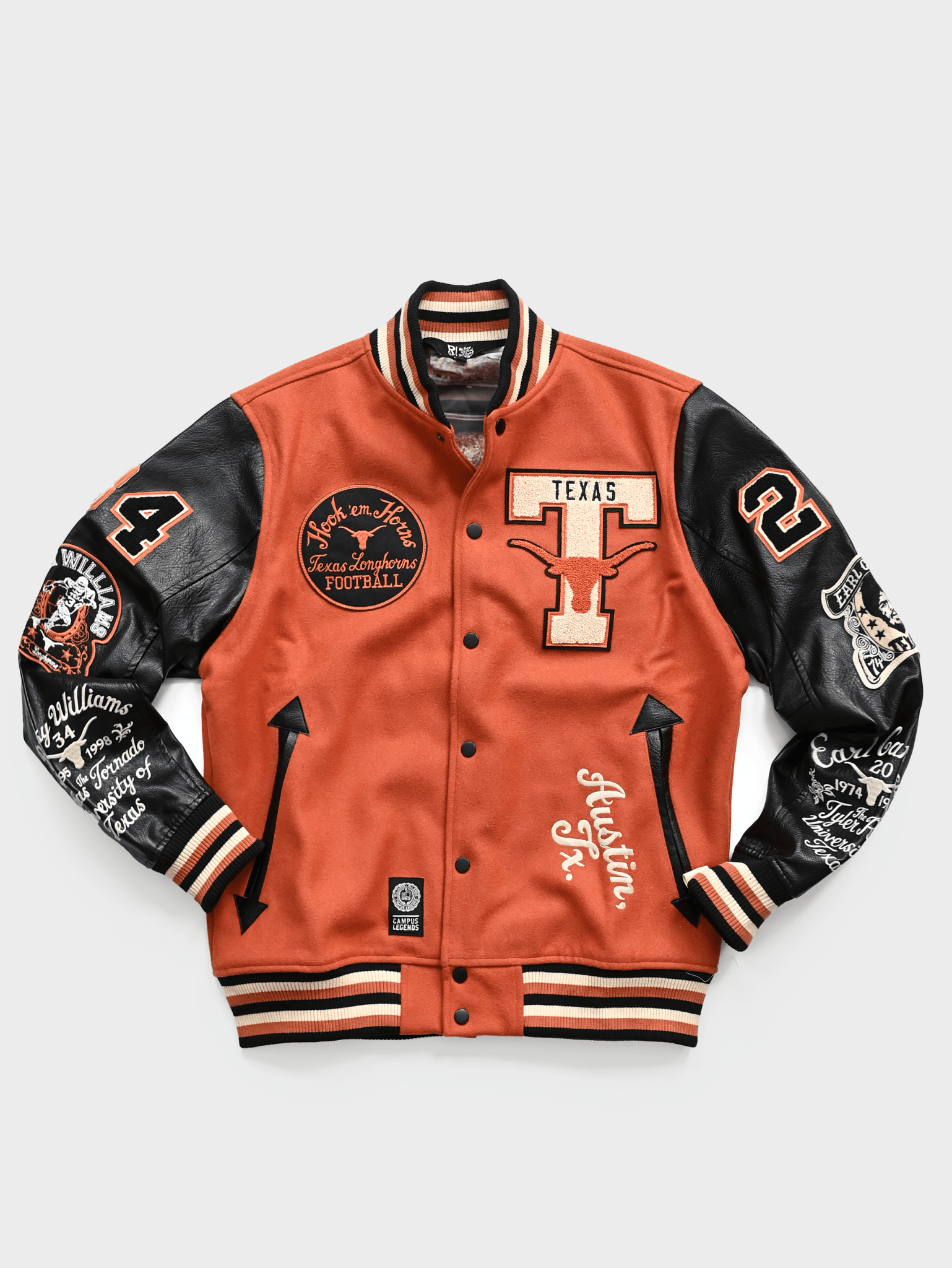 UT - Ricky Williams x Earl Campbell Varsity Jacket - Roots of Fight