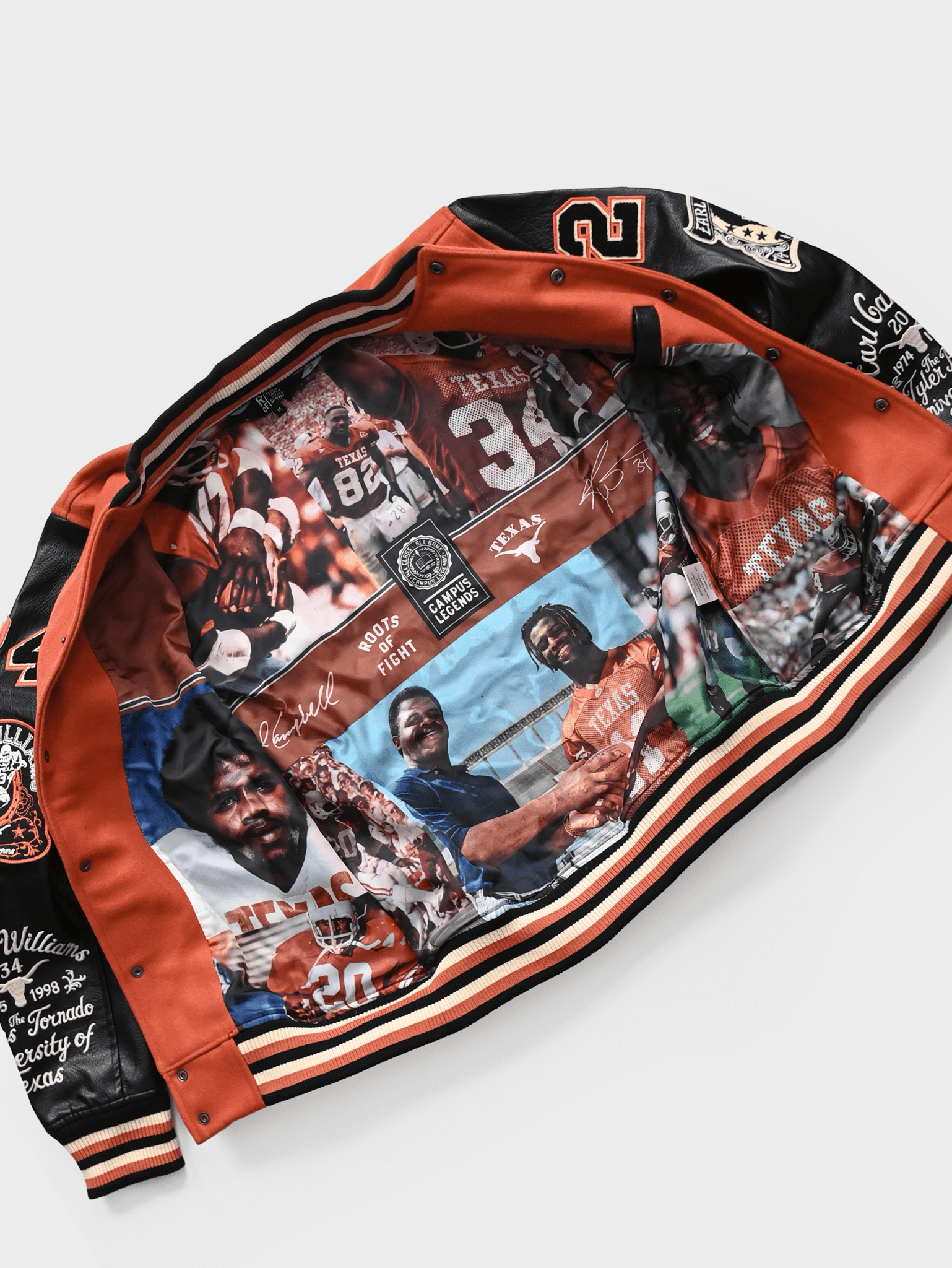 UT - Ricky Williams x Earl Campbell Varsity Jacket - Roots of Fight