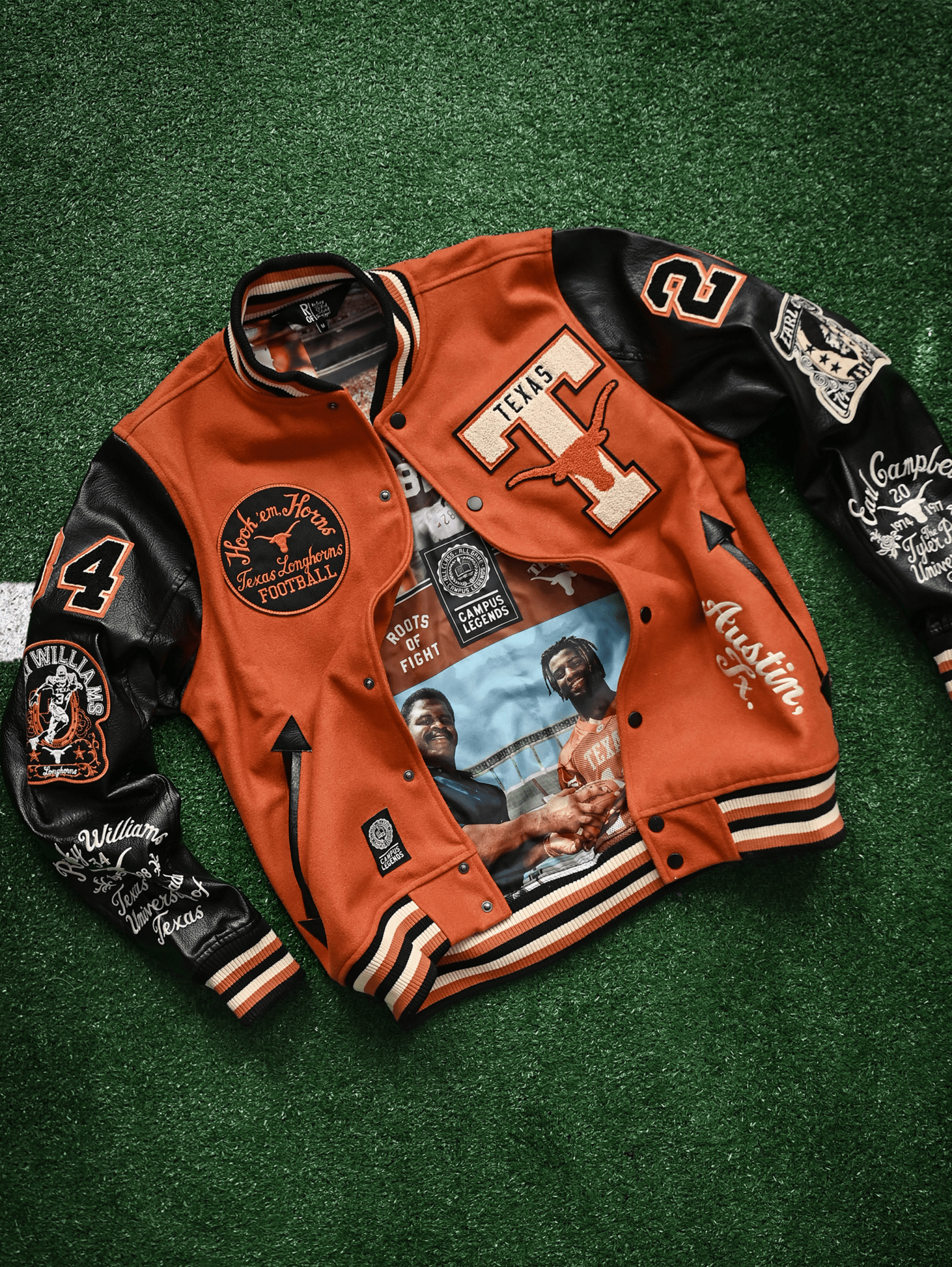 UT - Ricky Williams x Earl Campbell Varsity Jacket - Roots of Fight