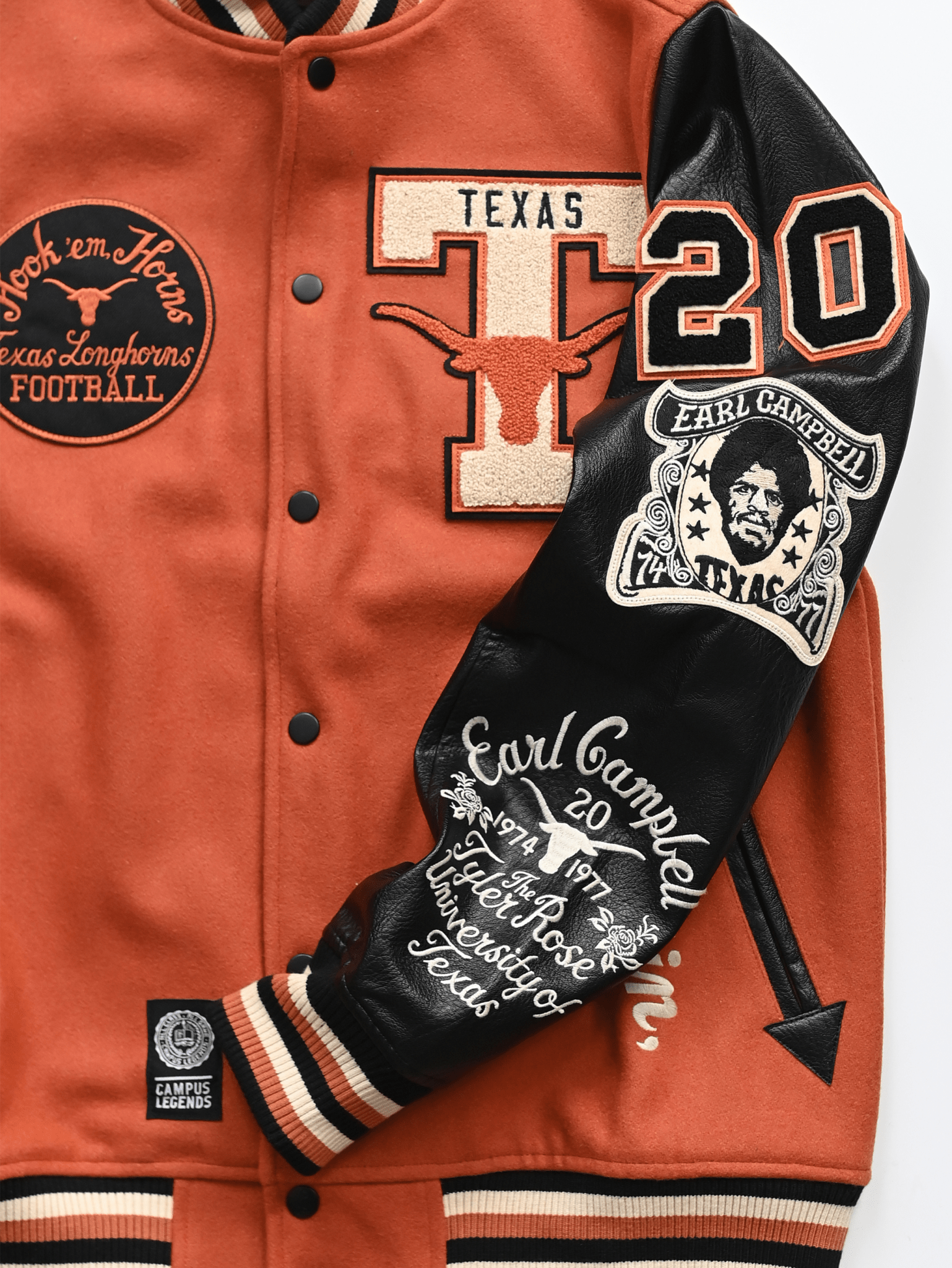 UT - Ricky Williams x Earl Campbell Varsity Jacket - Roots of Fight