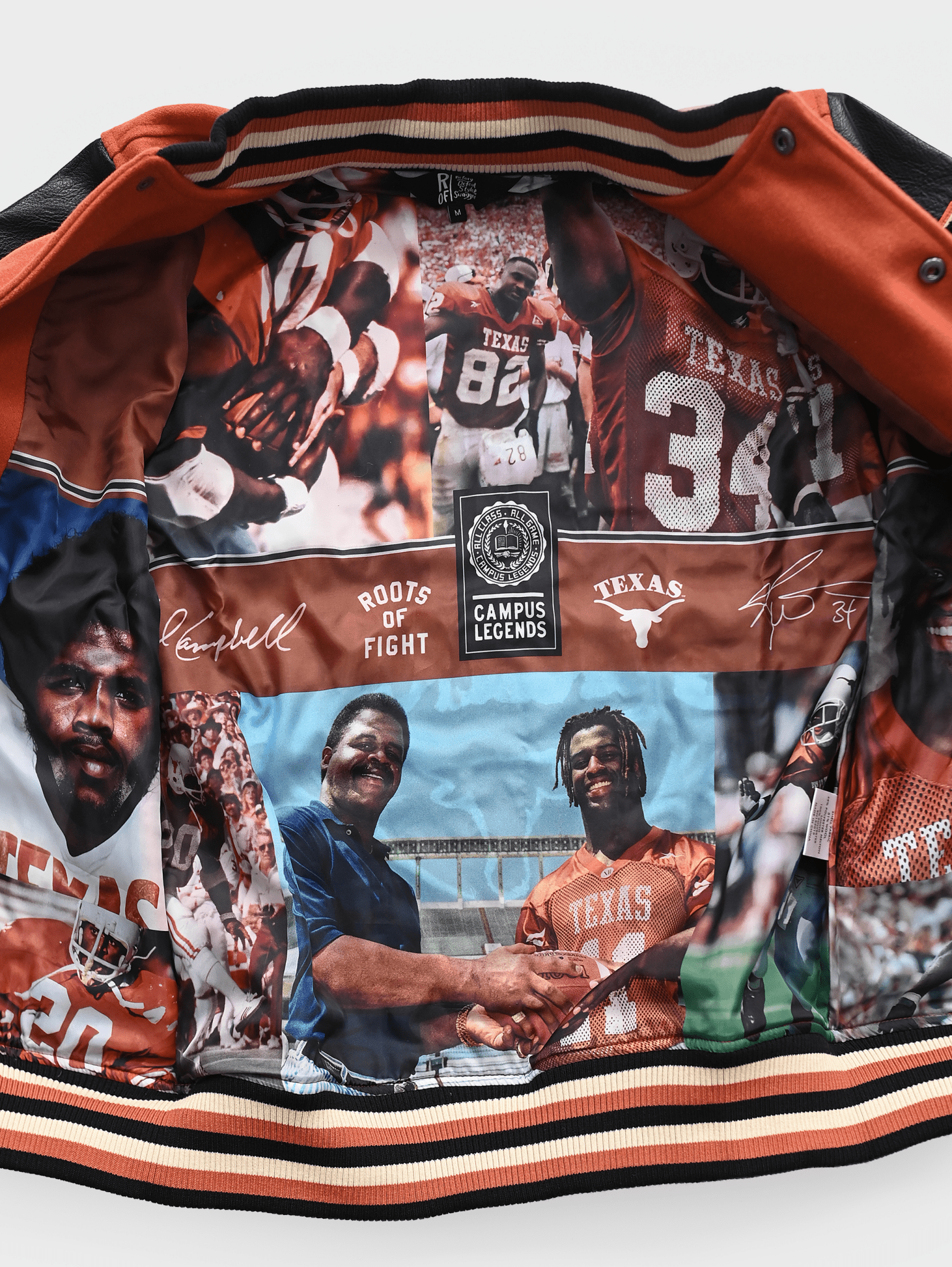 UT - Ricky Williams x Earl Campbell Varsity Jacket - Roots of Fight