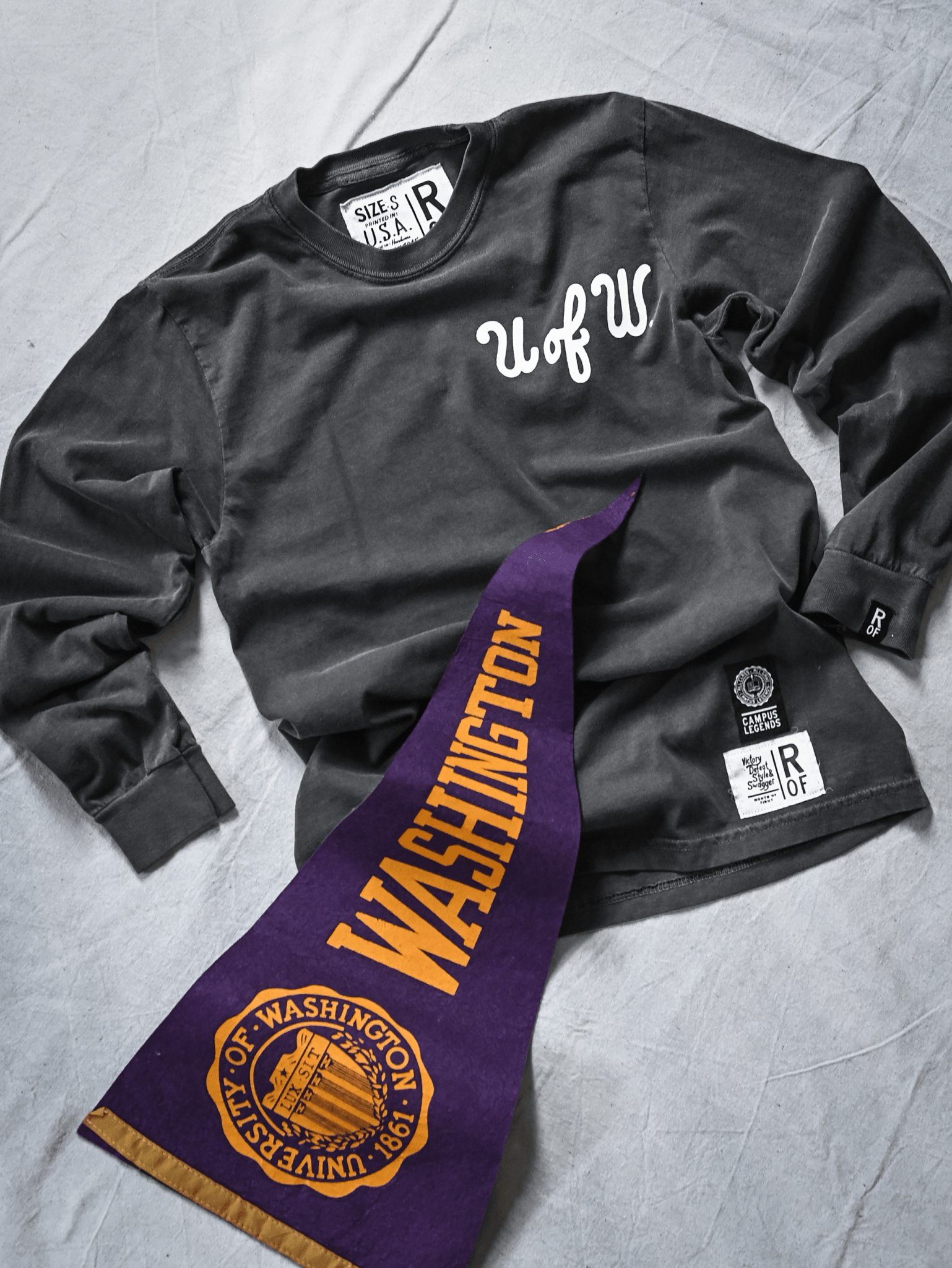 UW - Bruce Lee 1961 Charcoal Long Sleeve Tee - Roots of Fight