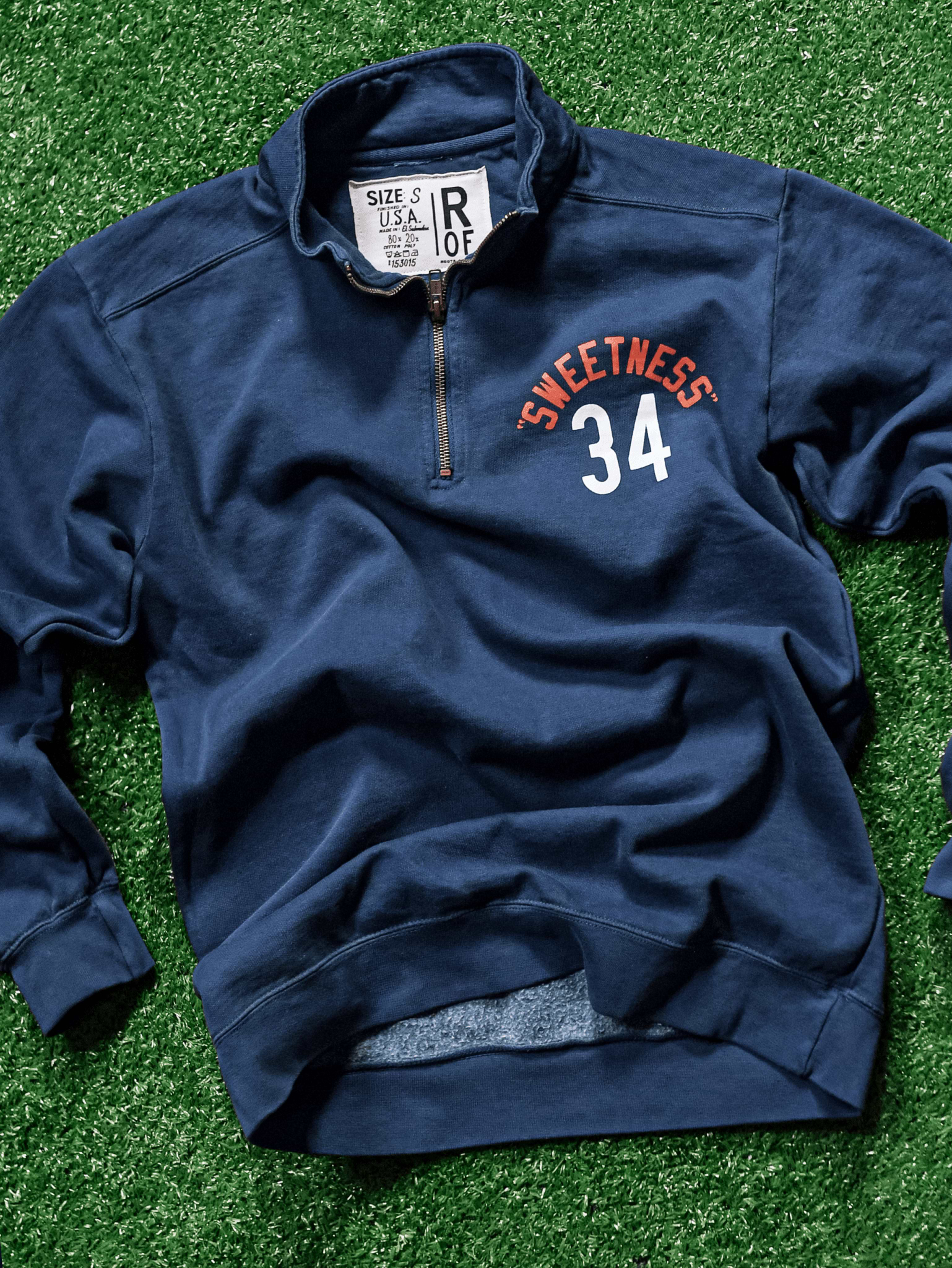 Walter Payton 34 Navy Quarter-Zip Sweatshirt - Roots of Fight