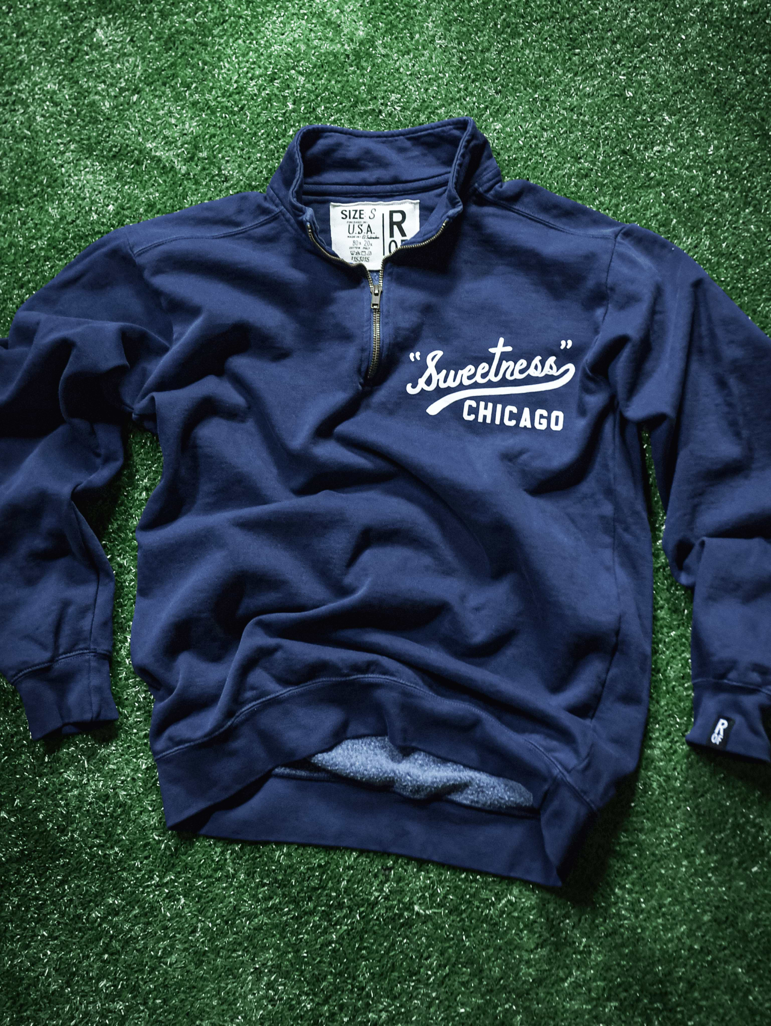 Walter Payton Chicago Navy Quarter-Zip Sweatshirt - Roots of Fight