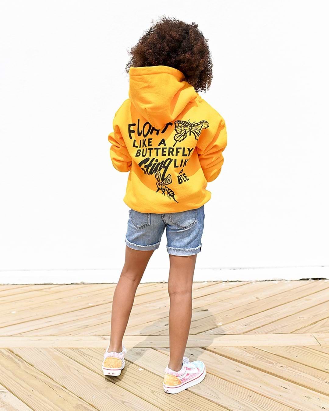 Ali Float Quote Yellow Kid's Hoody - Roots of Fight Canada