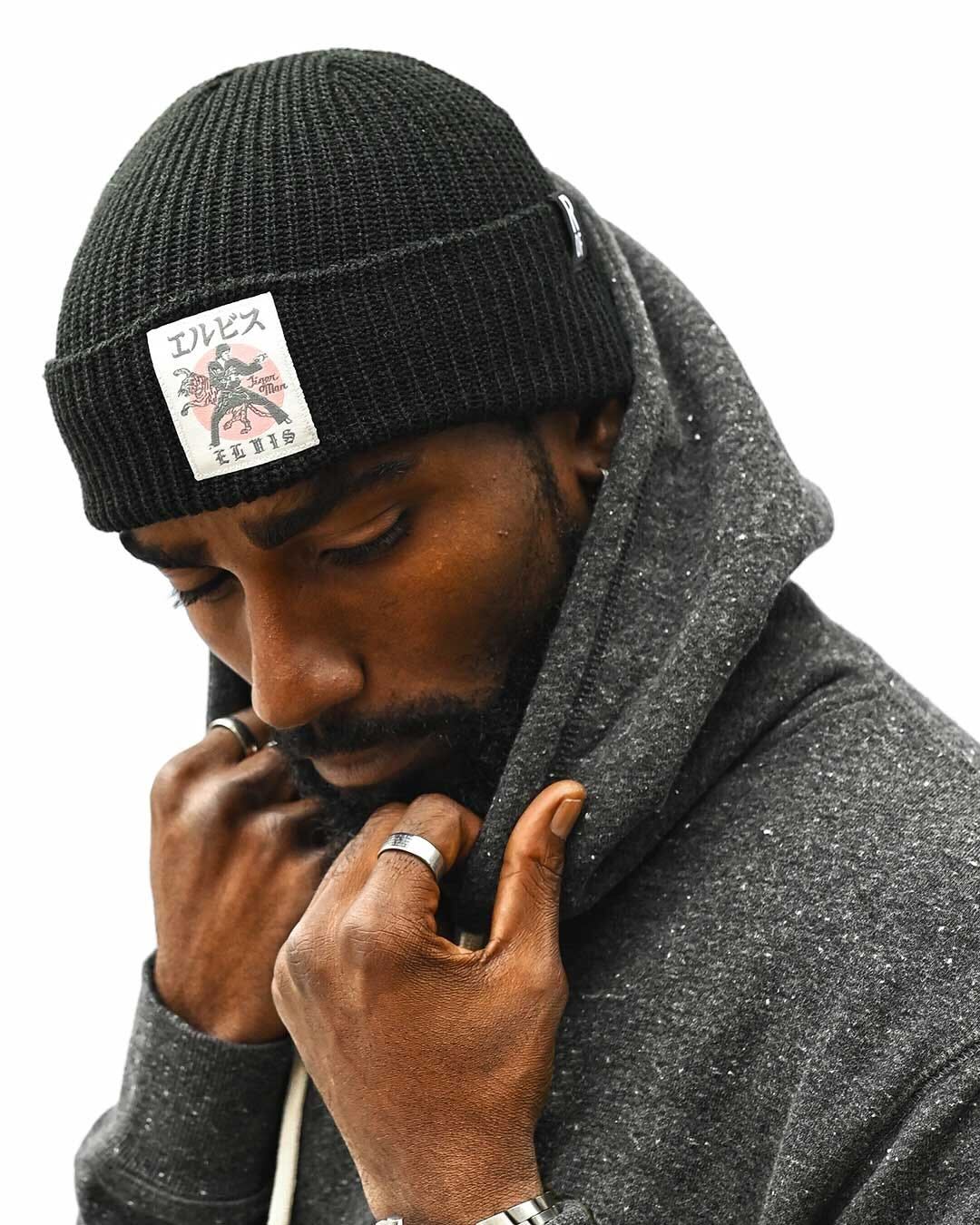 Elvis tiger Man Black Beanie - Roots of Fight Canada
