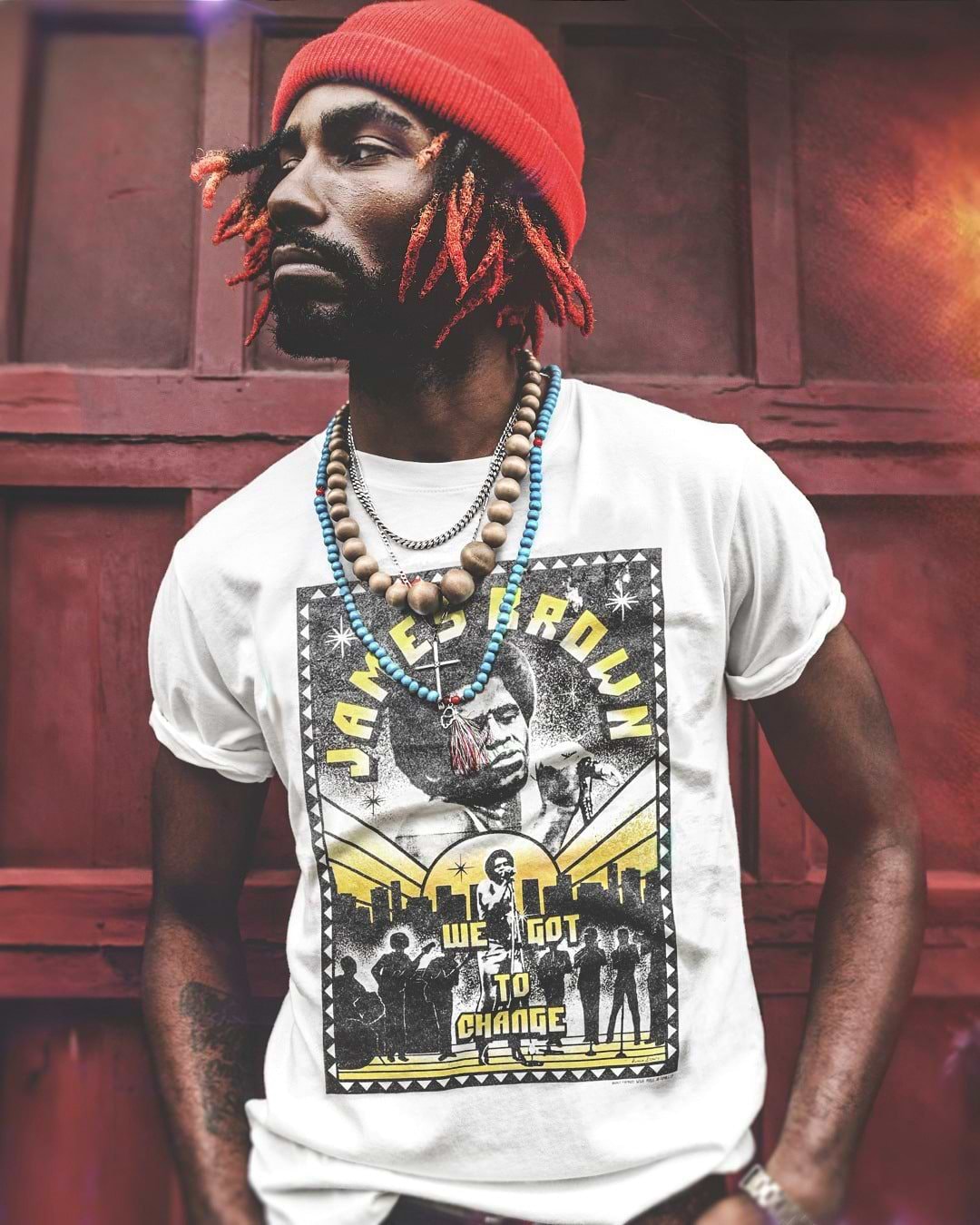 James Brown 'We Got To Change' White Tee - Roots of Fight