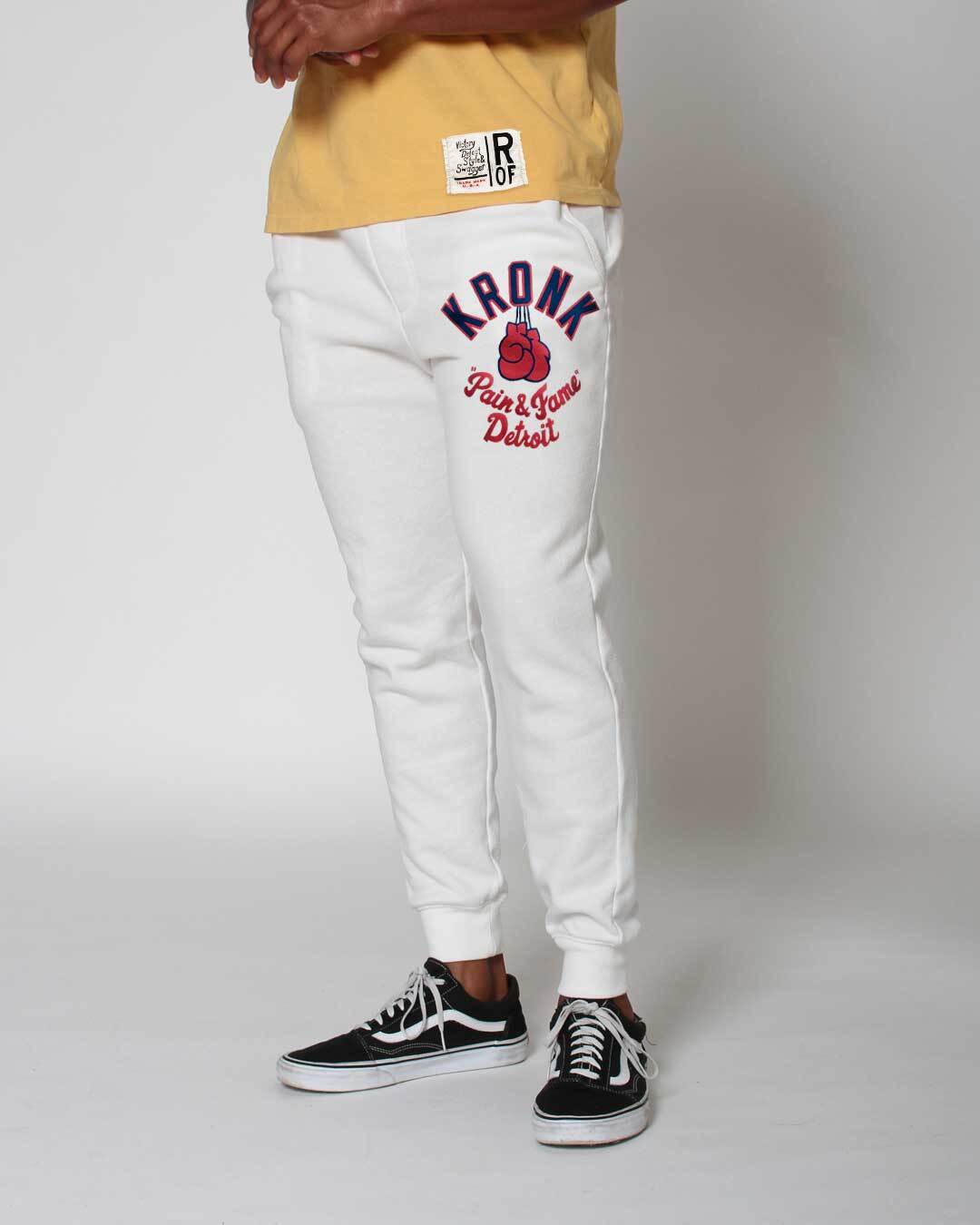 Kronk &#39;Pain &amp; Fame&#39; Ivory Sweatpants - Roots of Fight Canada