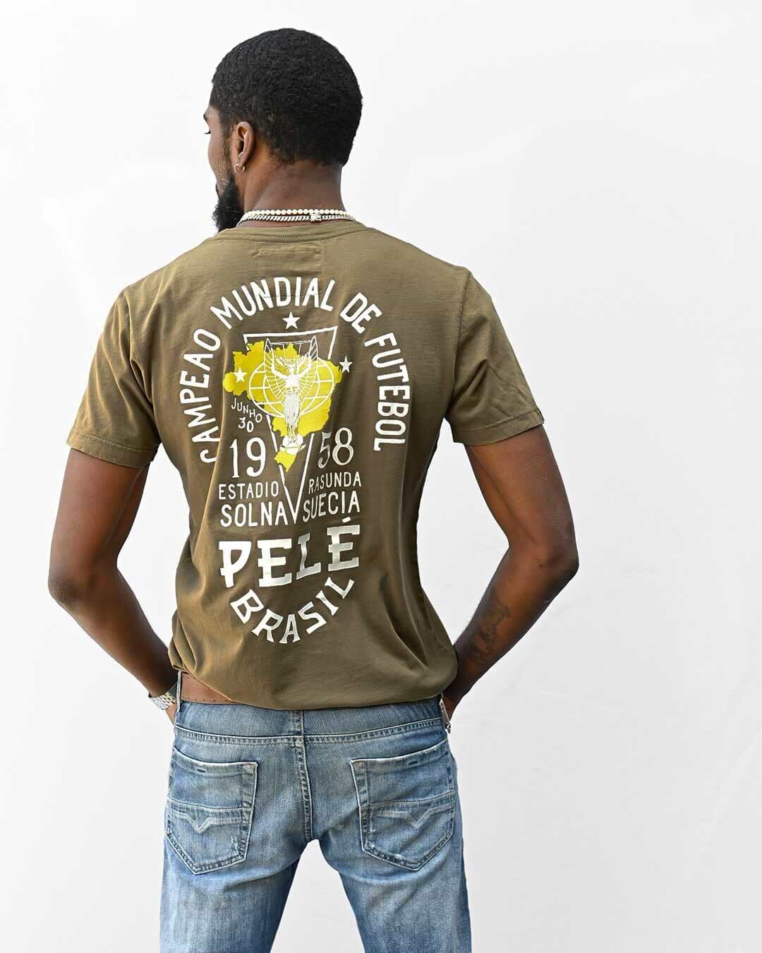 Pelé 1958 Brasil Olive Tee - Roots of Fight