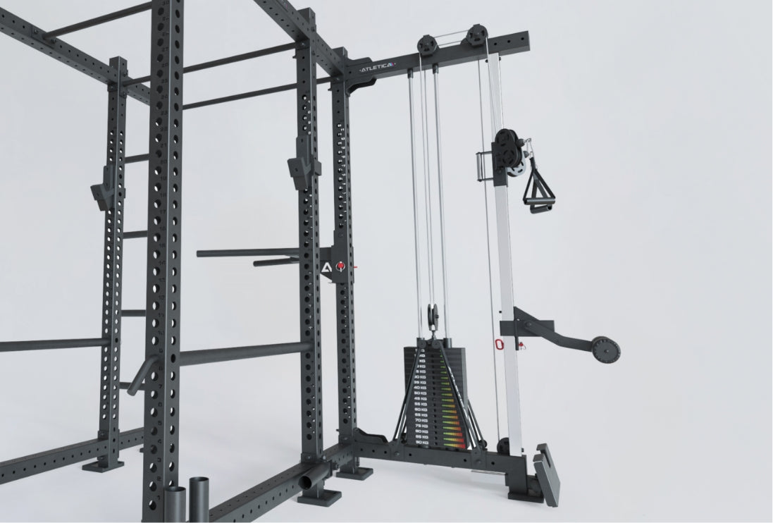 Squat Rack mit seitlichem Kabelzug-Anbau: R8 Raptor Pro