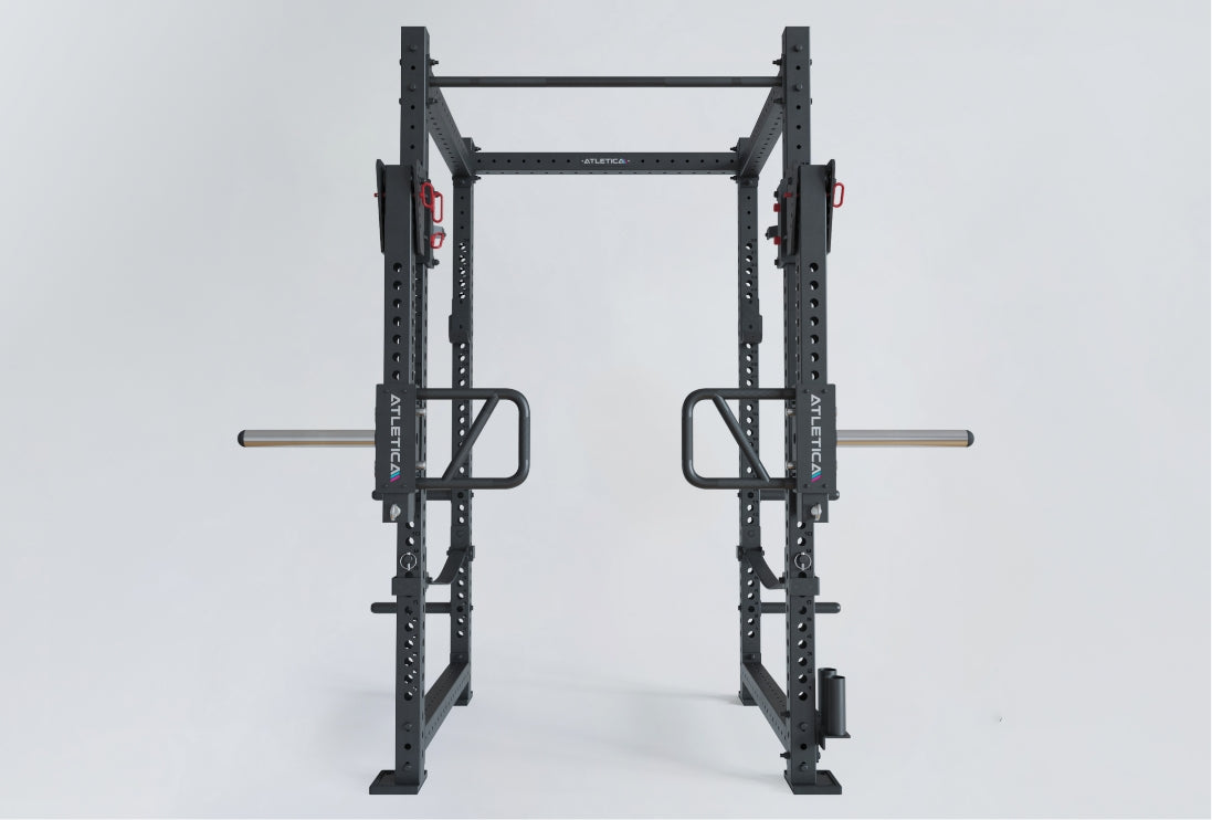 R8 Slate Power Rack mit Jammer Arms, Bar Holders, und Weight Pins