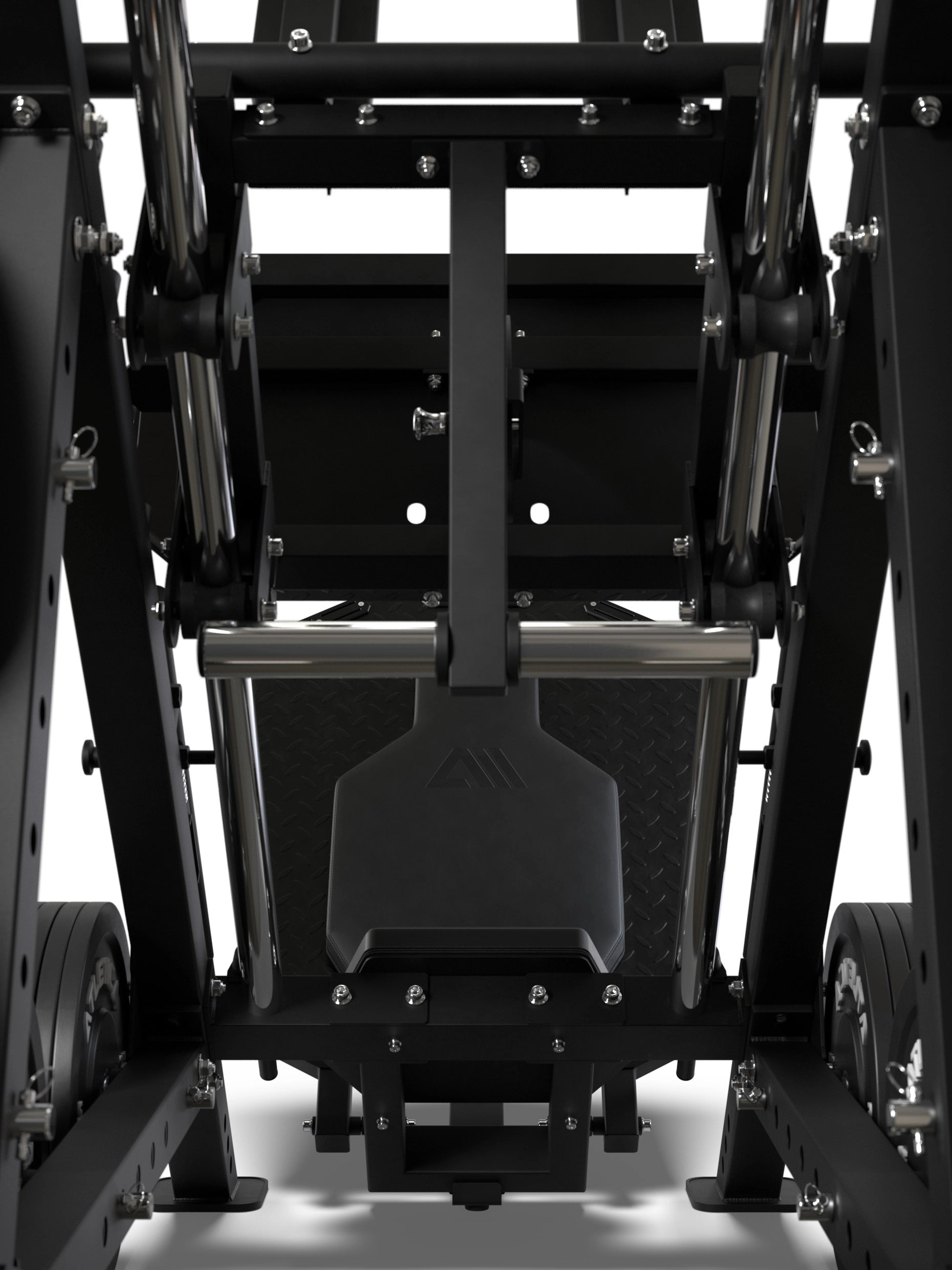 HIVE Beinpresse: Massive Stahlrohrkonstruktion mit verstärkten Stahl Rechteckrohren 