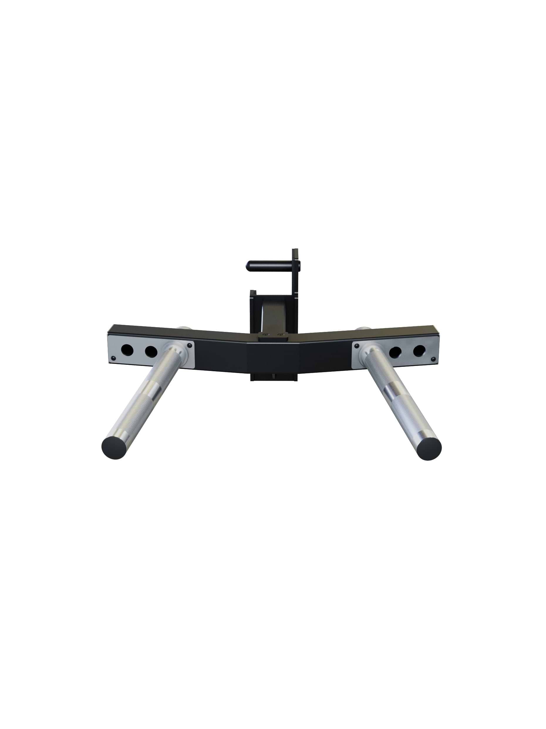 Dip-Barren für R8 Power Racks | 3 verschiedene Griffbreiten von 29-70cm | 30° Griffwinkel | angenehme Rändelung | Klappmechanismus für sicheren Halt | 3mm Stahl | 350kg Traglast