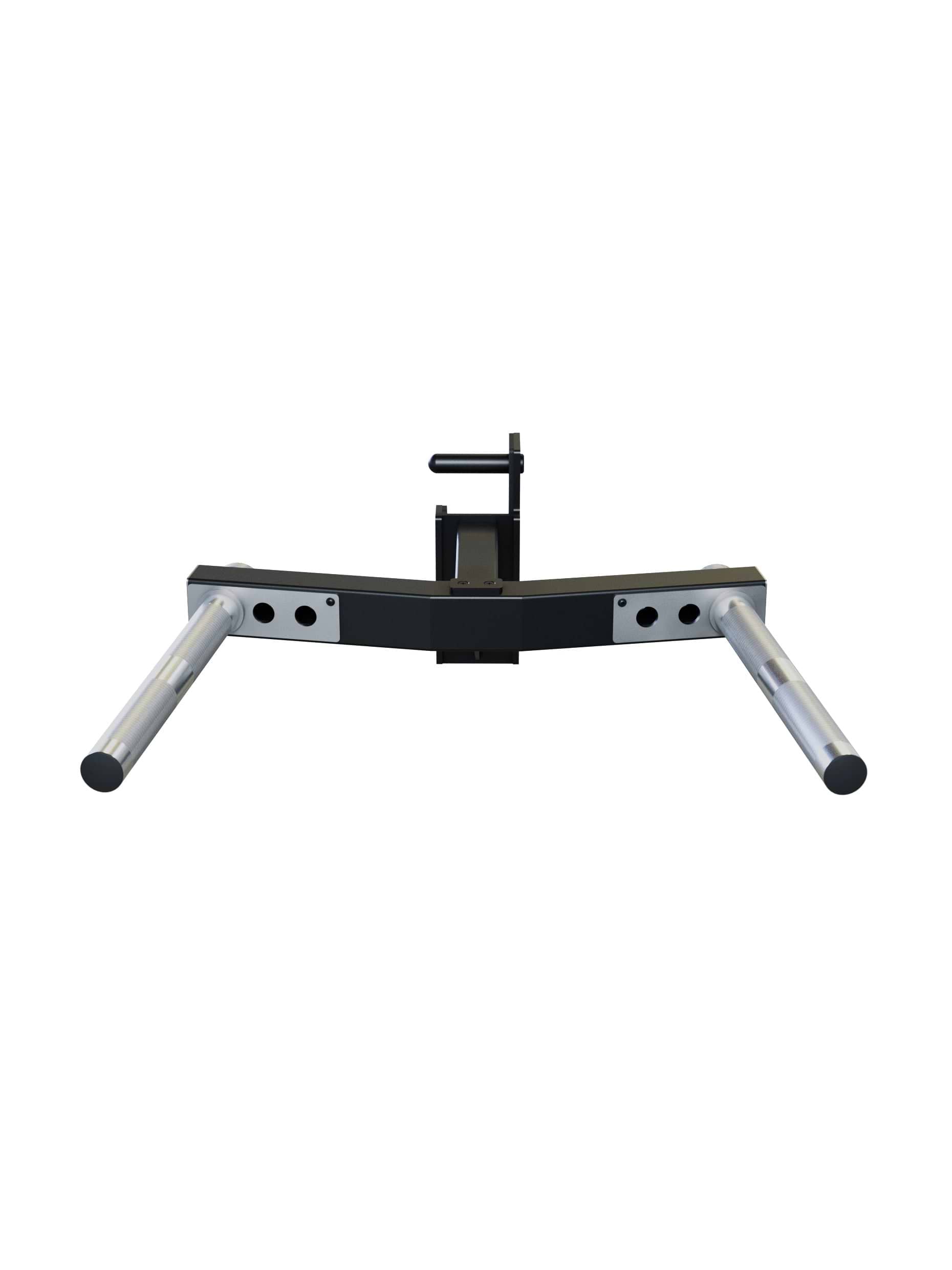 Dip-Barren für R8 Power Racks | 3 verschiedene Griffbreiten von 29-70cm | 30° Griffwinkel | angenehme Rändelung | Klappmechanismus für sicheren Halt | 3mm Stahl | 350kg Traglast