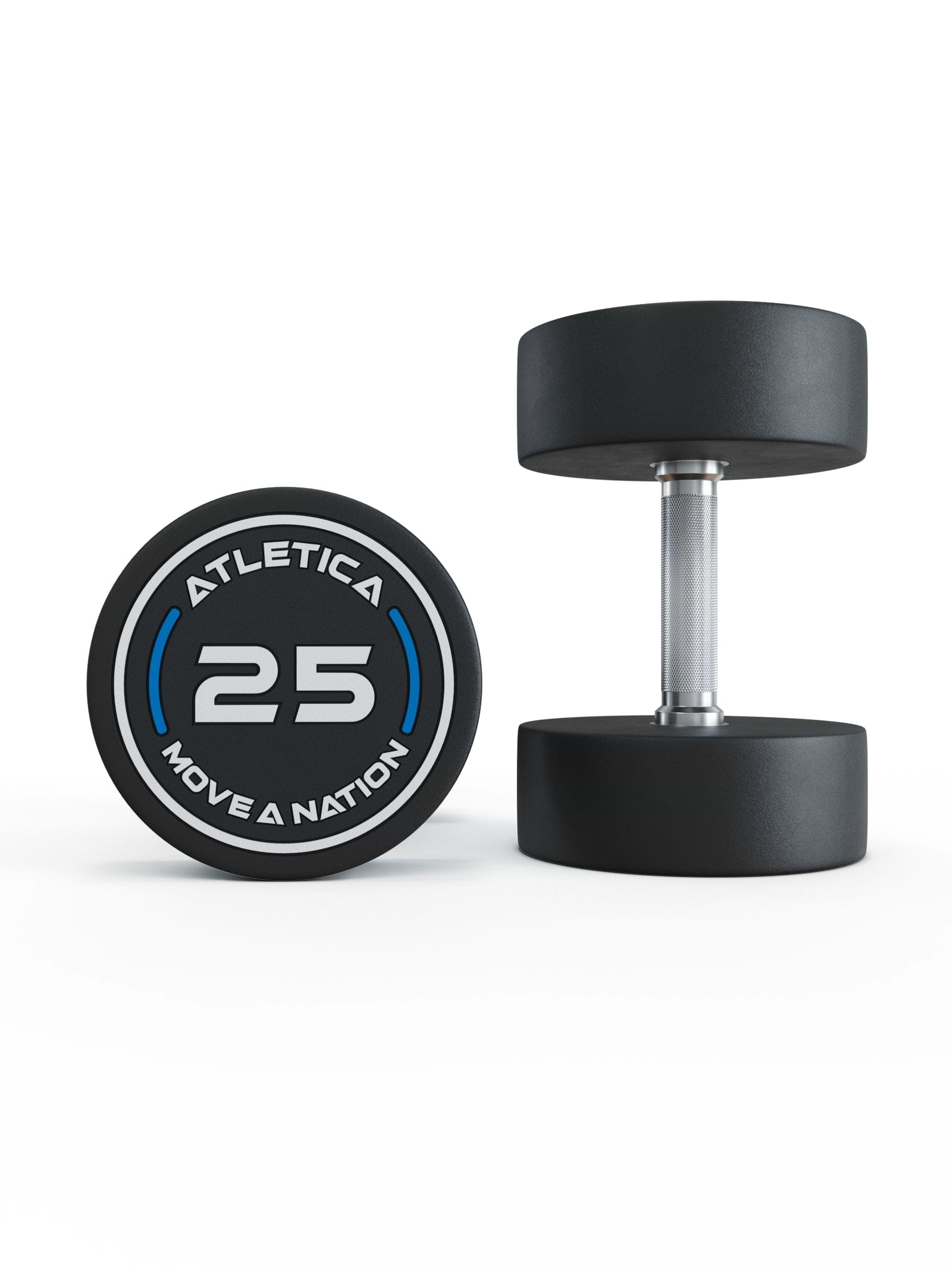 Gewichte: Rundhanteln, Polyurethan Rundhanteln (Paar)- Gerader Griff mit Hartchrom | CNC gefräster Stahlkern | Paarweise von 2.5 bis 60kg, #size_2-x-25kg