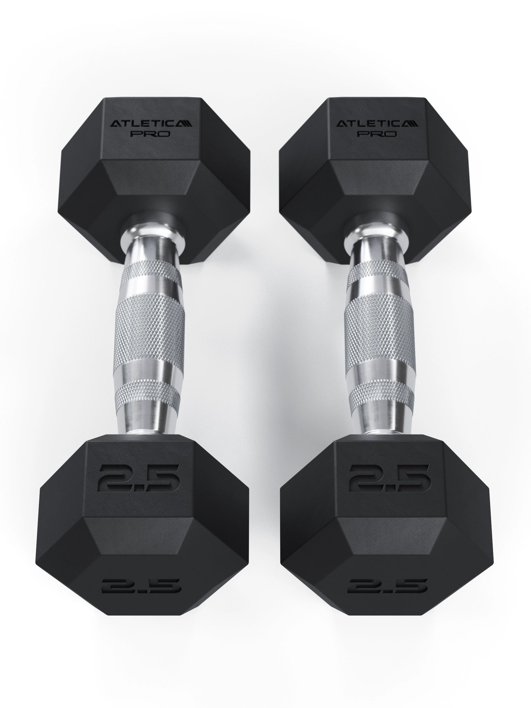 ATLETICA Hexagon Hanteln PRO (Paar) | Polyurethan Hexagon Kurzhanteln | Dumbbells Pro - Gewichte mit bikonischem Griff mit Hartchrom Beschichtung | CNC gefräster Stahlkern | Paarweise von 2.5 bis 50kg, 