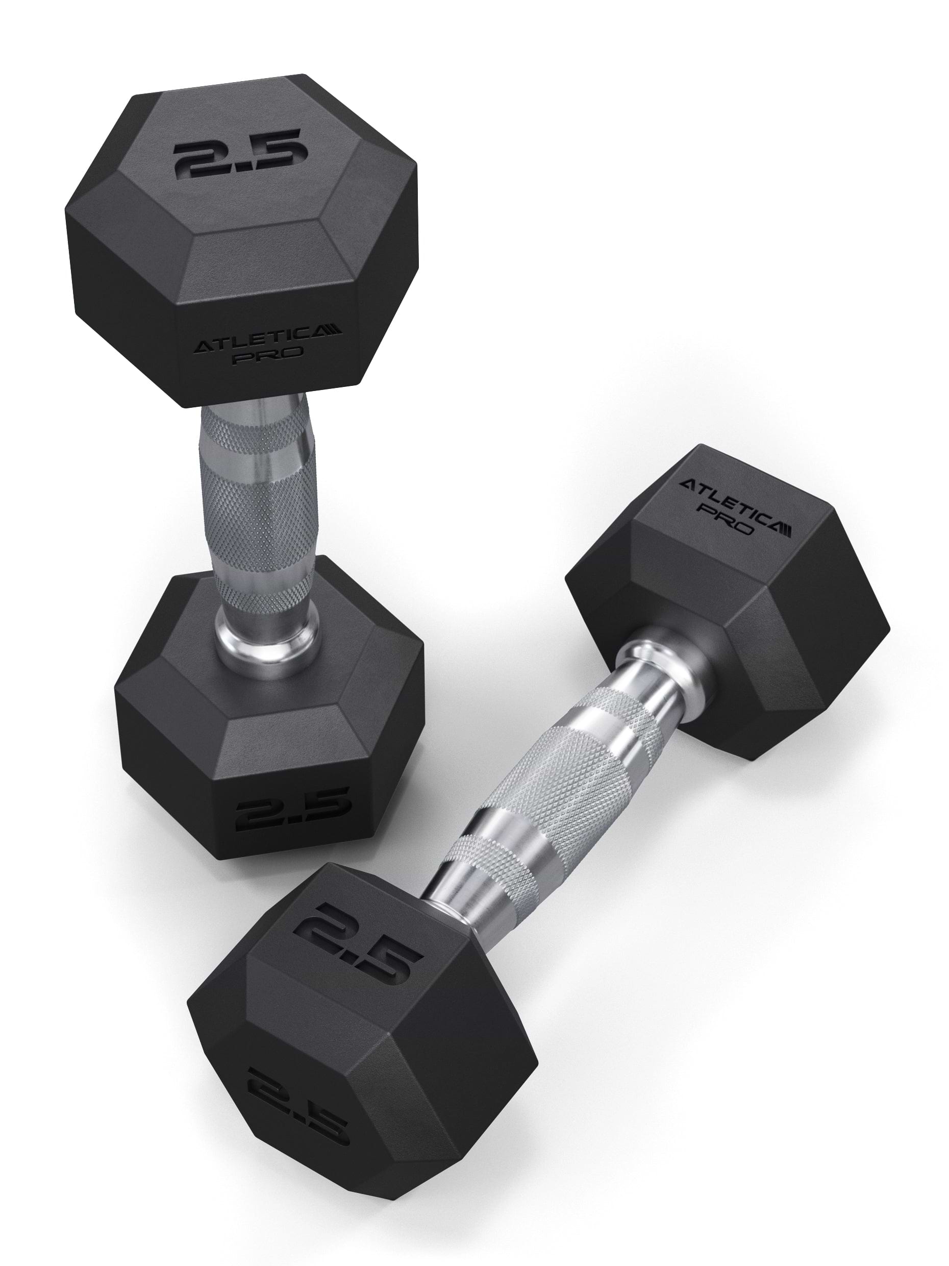 ATLETICA Hexagonhanteln PRO (Paar) | Polyurethan Hexagon Kurzhanteln | Dumbbells Pro - Gewichte mit bikonischem Griff mit Hartchrom Beschichtung | CNC gefräster Stahlkern | Paarweise von 2.5 bis 50kg, #size_2-x-2-5kg