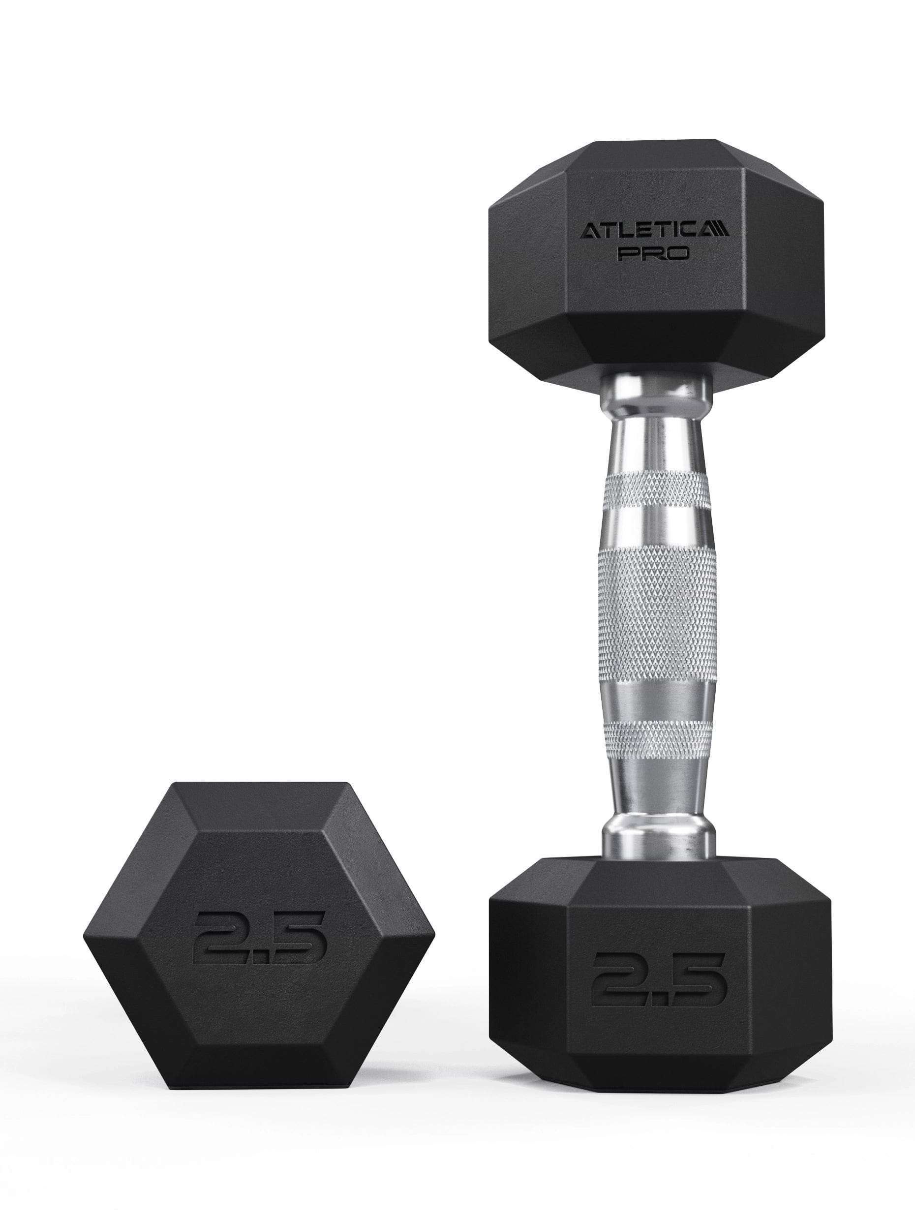 ATLETICA Hexagonhanteln PRO (Paar) | Polyurethan Hexagon Kurzhanteln | Dumbbells Pro - Gewichte mit bikonischem Griff mit Hartchrom Beschichtung | CNC gefräster Stahlkern | Paarweise von 2.5 bis 50kg,