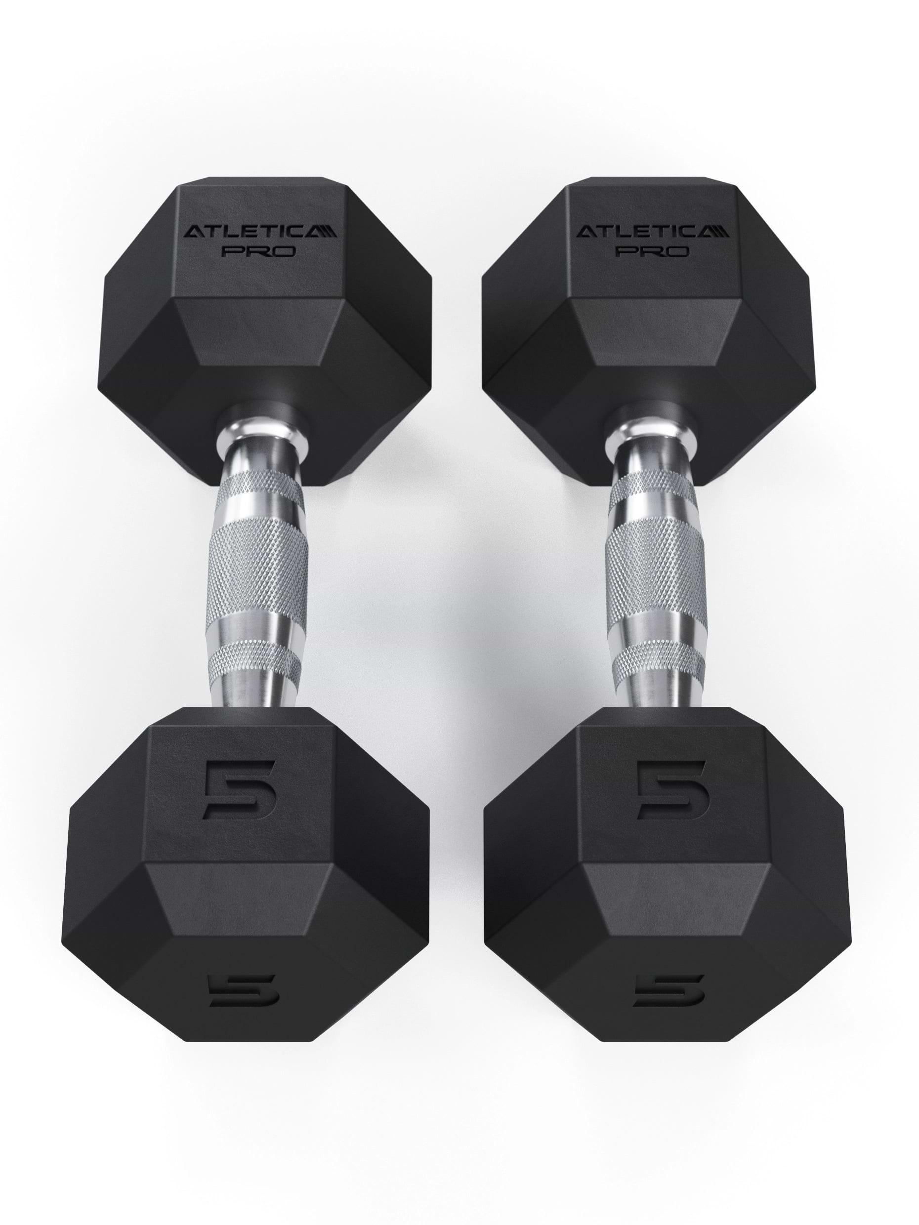 ATLETICA Hexagonhanteln PRO (Paar) | Polyurethan Hexagon Kurzhanteln | Dumbbells Pro - Gewichte mit bikonischem Griff mit Hartchrom Beschichtung | CNC gefräster Stahlkern | Paarweise von 2.5 bis 50kg,
