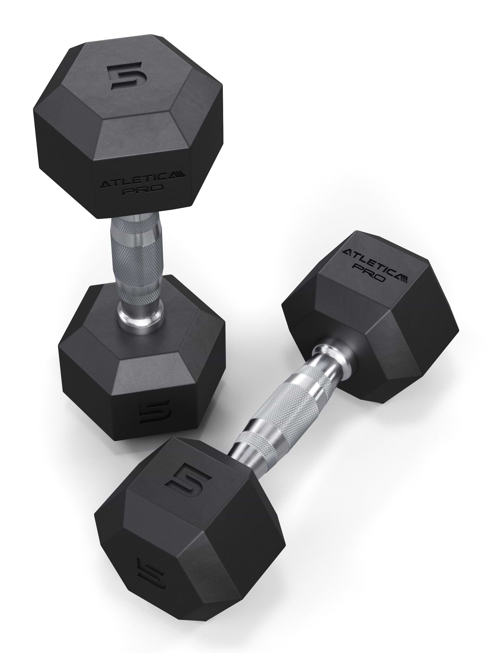 ATLETICA Hexagonhanteln PRO (Paar) | Polyurethan Hexagon Kurzhanteln | Dumbbells Pro - Gewichte mit bikonischem Griff mit Hartchrom Beschichtung | CNC gefräster Stahlkern | Paarweise von 2.5 bis 50kg,
