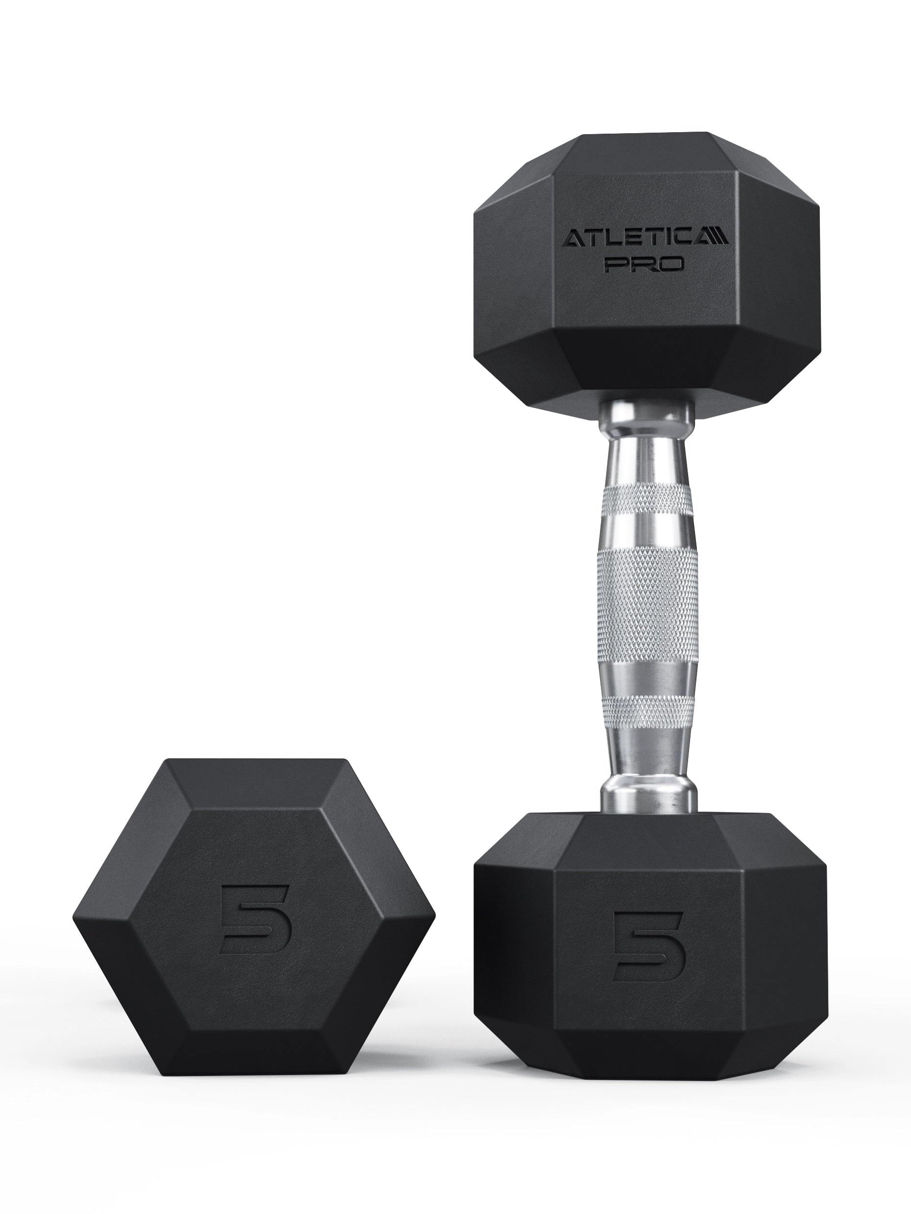 Hexagon Kurzhanteln PRO 5kg Paar von Atletica: geeignet für Stürze aus großer Höhe