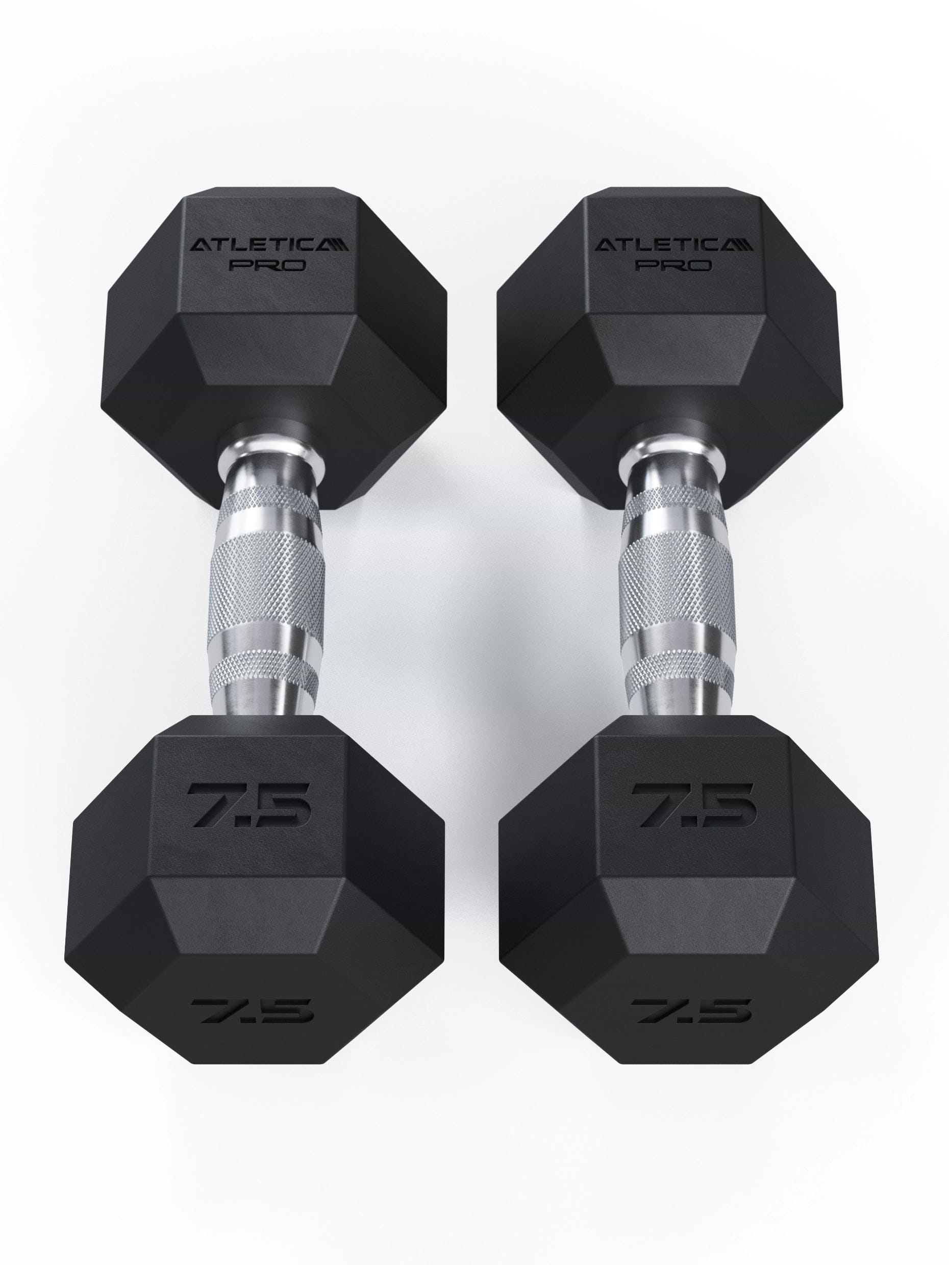 ATLETICA Hexagonhanteln PRO (Paar) | Polyurethan Hexagon Kurzhanteln | Dumbbells Pro - Gewichte mit bikonischem Griff mit Hartchrom Beschichtung | CNC gefräster Stahlkern | Paarweise von 2.5 bis 50kg,