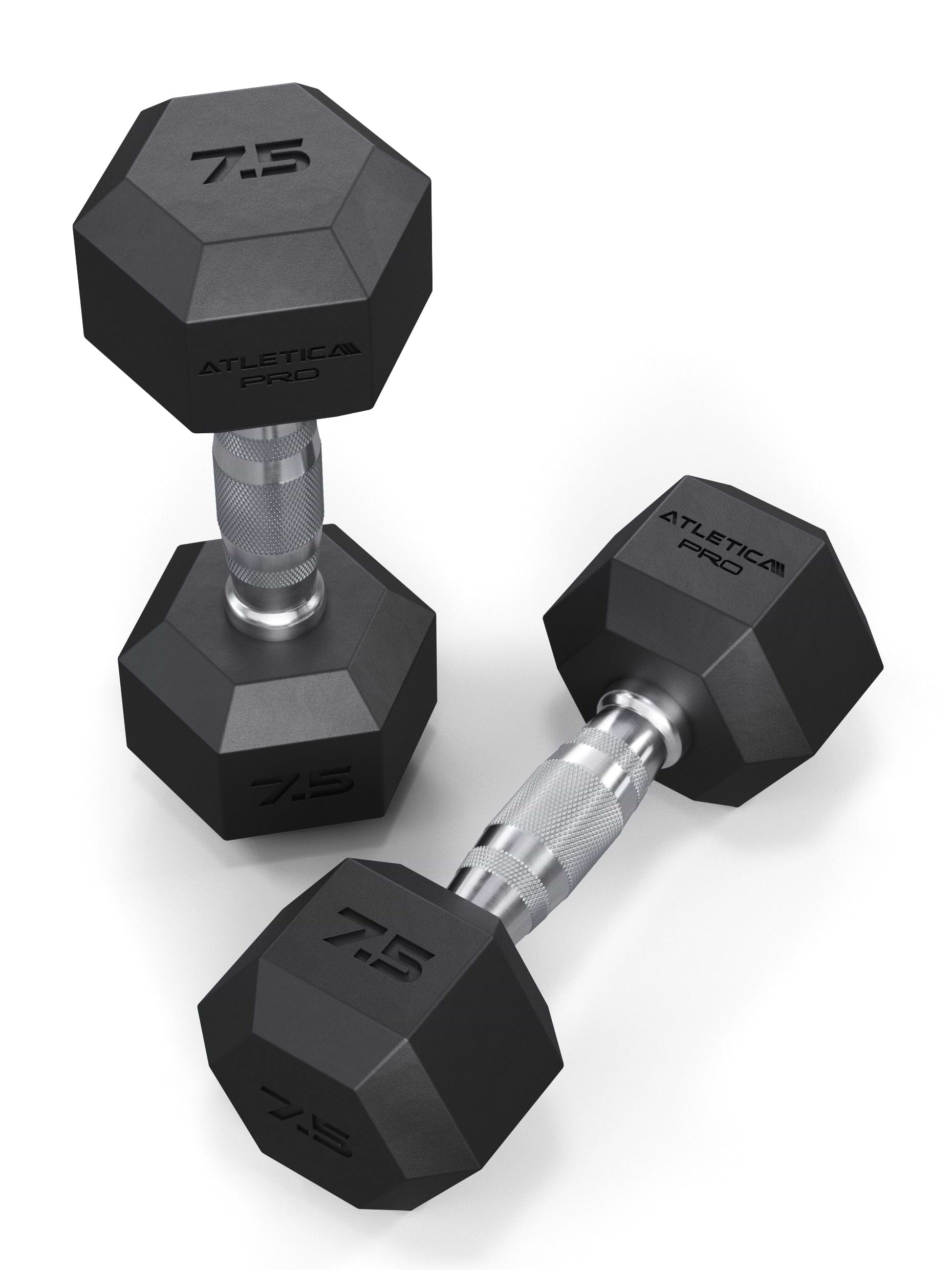 ATLETICA Hexagonhanteln PRO (Paar) | Polyurethan Hexagon Kurzhanteln | Dumbbells Pro - Gewichte mit bikonischem Griff mit Hartchrom Beschichtung | CNC gefräster Stahlkern | Paarweise von 2.5 bis 50kg, #size_2-x-7-5kg