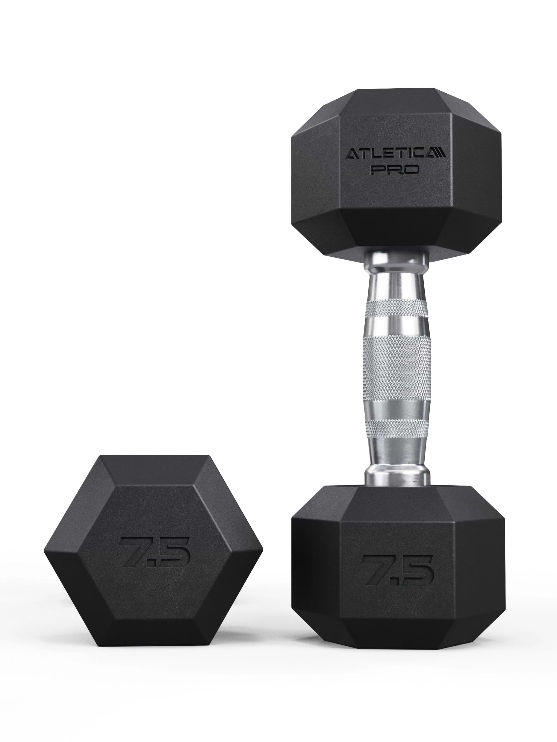 ATLETICA Hexagonhanteln PRO (Paar) | Polyurethan Hexagon Kurzhanteln | Dumbbells Pro - Gewichte mit bikonischem Griff mit Hartchrom Beschichtung | CNC gefräster Stahlkern | Paarweise von 2.5 bis 50kg,