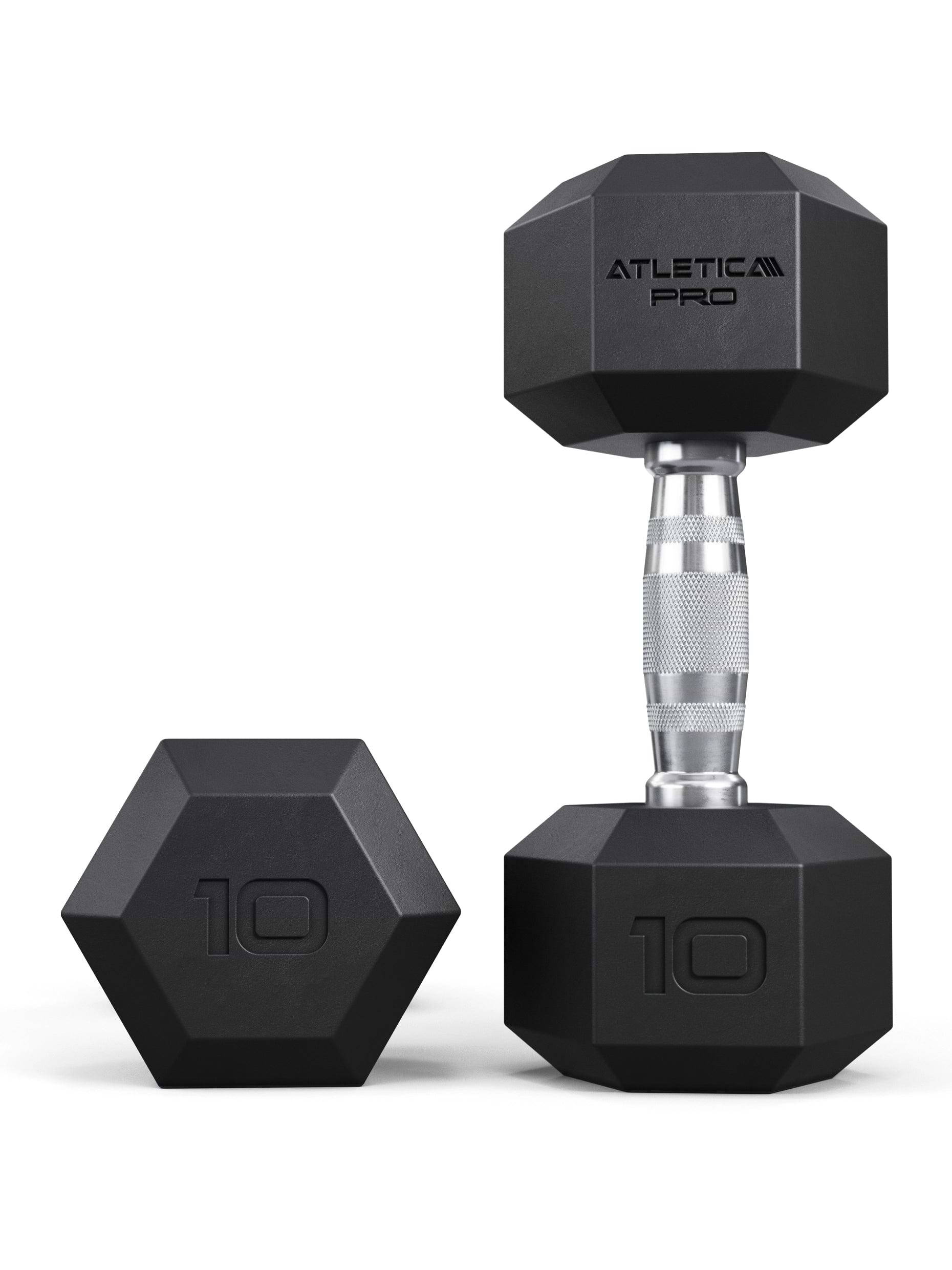 ATLETICA Hexagonhanteln PRO (Paar) | Polyurethan Hexagon Kurzhanteln | Dumbbells Pro - Gewichte mit bikonischem Griff mit Hartchrom Beschichtung | CNC gefräster Stahlkern | Paarweise von 2.5 bis 50kg,