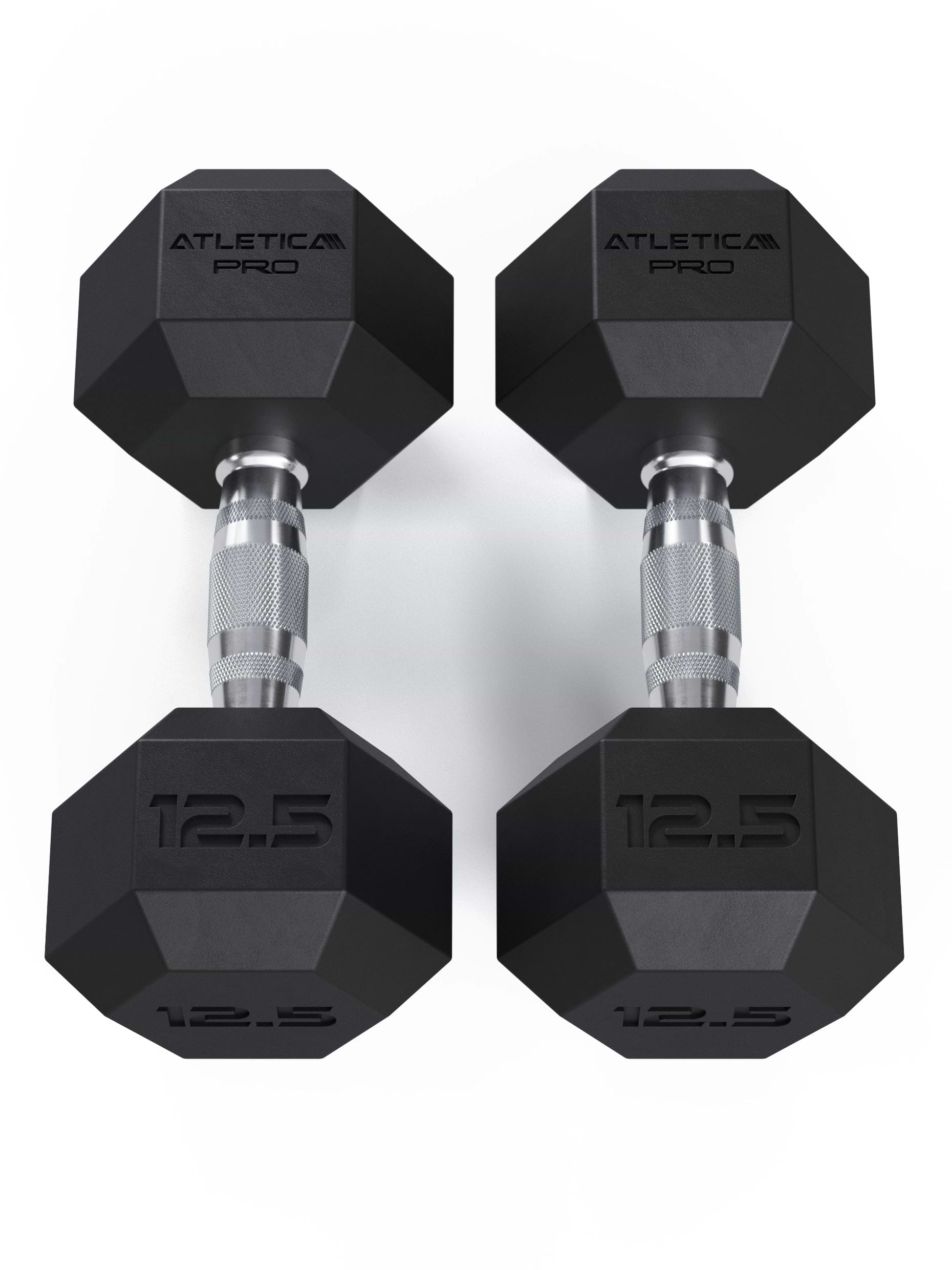 ATLETICA Hexagonhanteln PRO (Paar) | Polyurethan Hexagon Kurzhanteln | Dumbbells Pro - Gewichte mit bikonischem Griff mit Hartchrom Beschichtung | CNC gefräster Stahlkern | Paarweise von 2.5 bis 50kg,