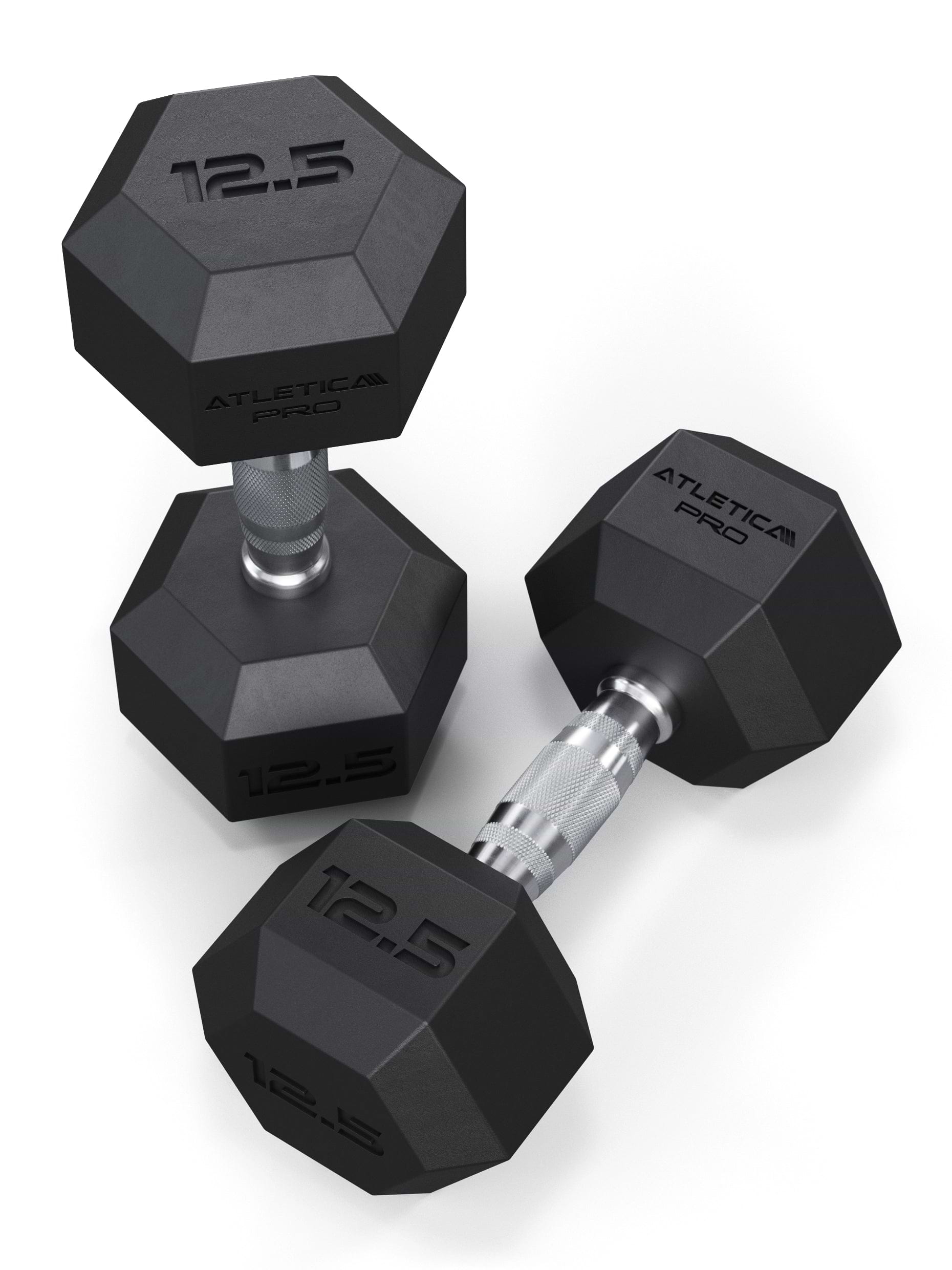 ATLETICA Hexagonhanteln PRO (Paar) | Polyurethan Hexagon Kurzhanteln | Dumbbells Pro - Gewichte mit bikonischem Griff mit Hartchrom Beschichtung | CNC gefräster Stahlkern | Paarweise von 2.5 bis 50kg,