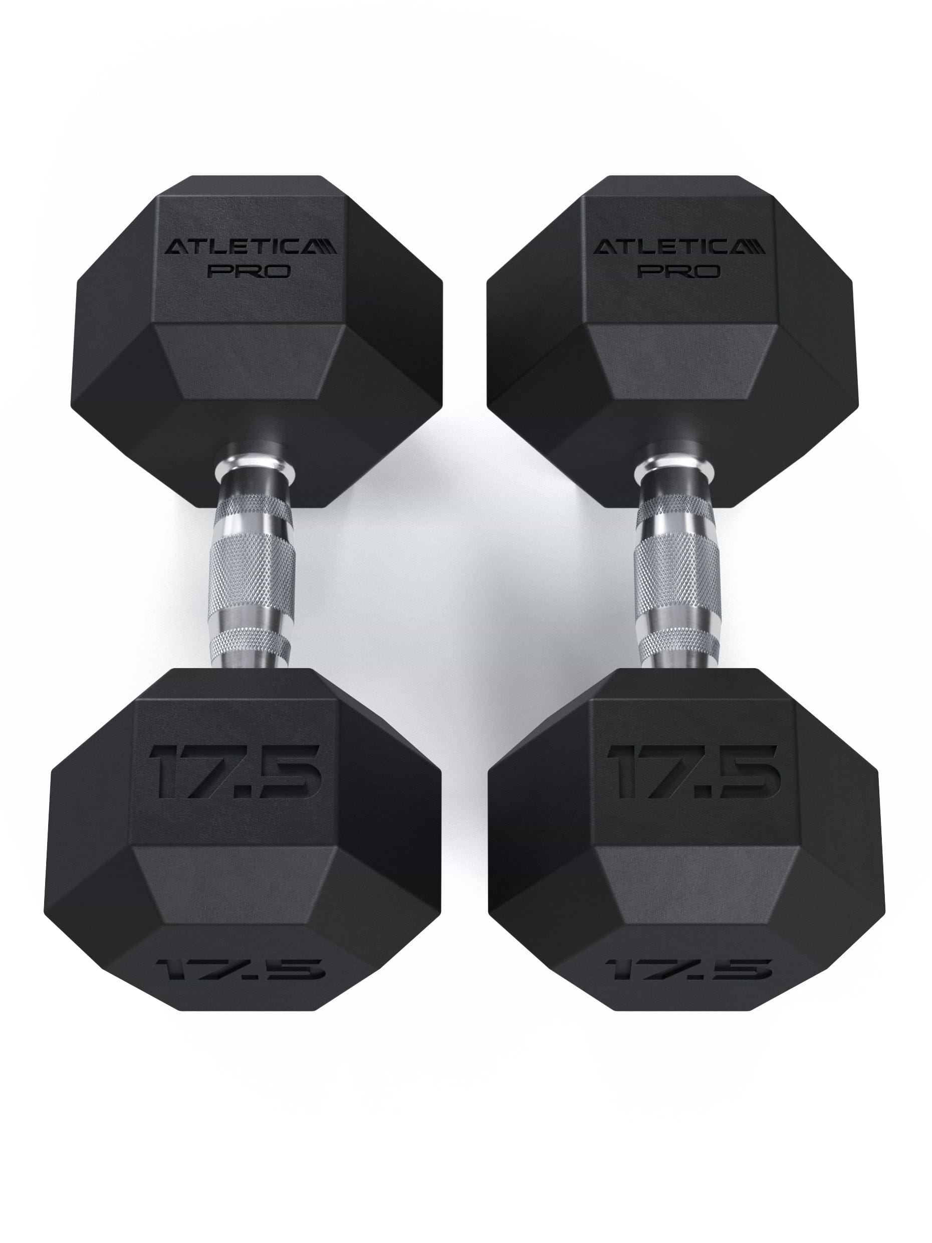 ATLETICA Hexagonhanteln PRO (Paar) | Polyurethan Hexagon Kurzhanteln | Dumbbells Pro - Gewichte mit bikonischem Griff mit Hartchrom Beschichtung | CNC gefräster Stahlkern | Paarweise von 2.5 bis 50kg,