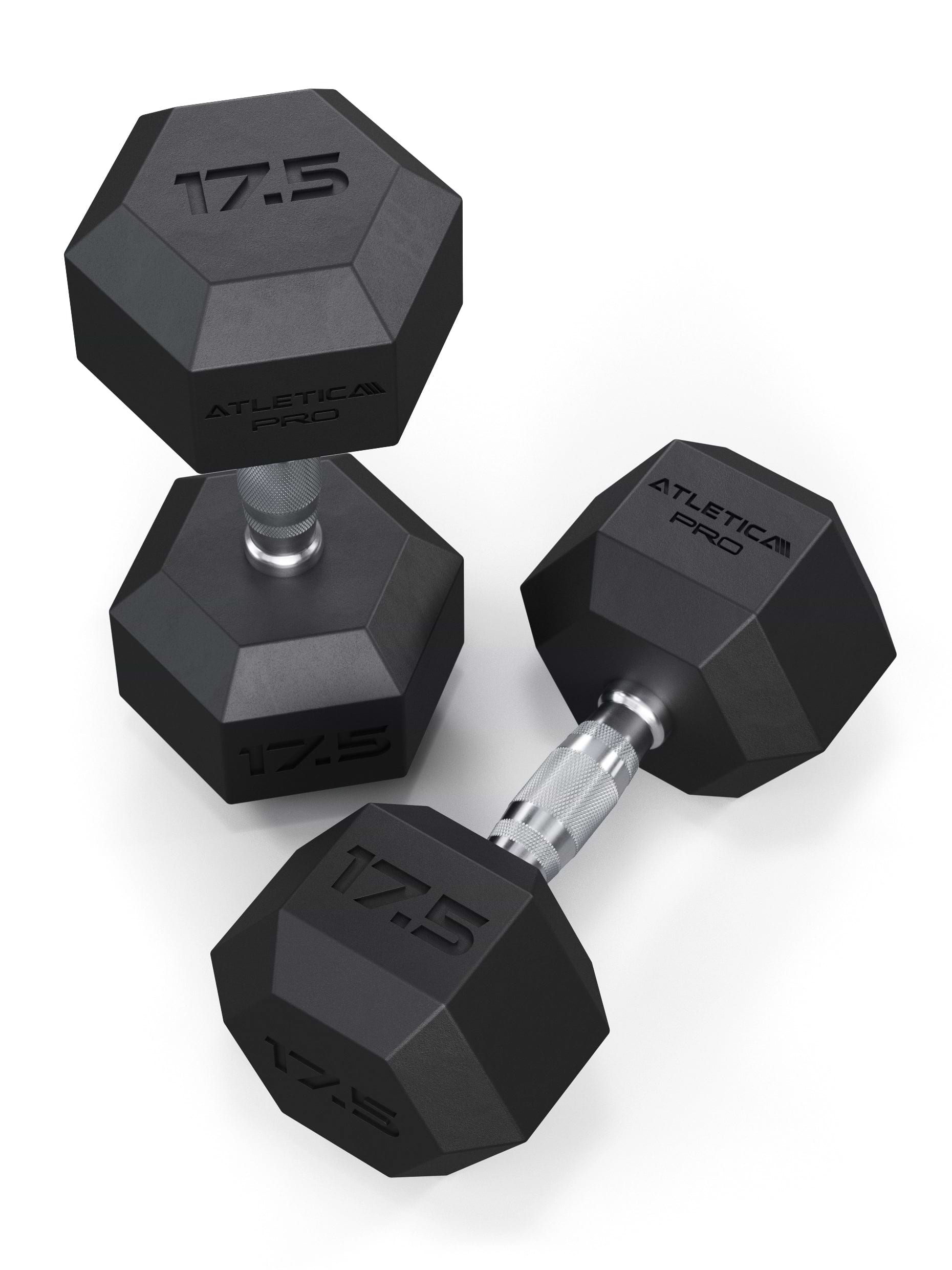 ATLETICA Hexagonhanteln PRO (Paar) | Polyurethan Hexagon Kurzhanteln | Dumbbells Pro - Gewichte mit bikonischem Griff mit Hartchrom Beschichtung | CNC gefräster Stahlkern | Paarweise von 2.5 bis 50kg,