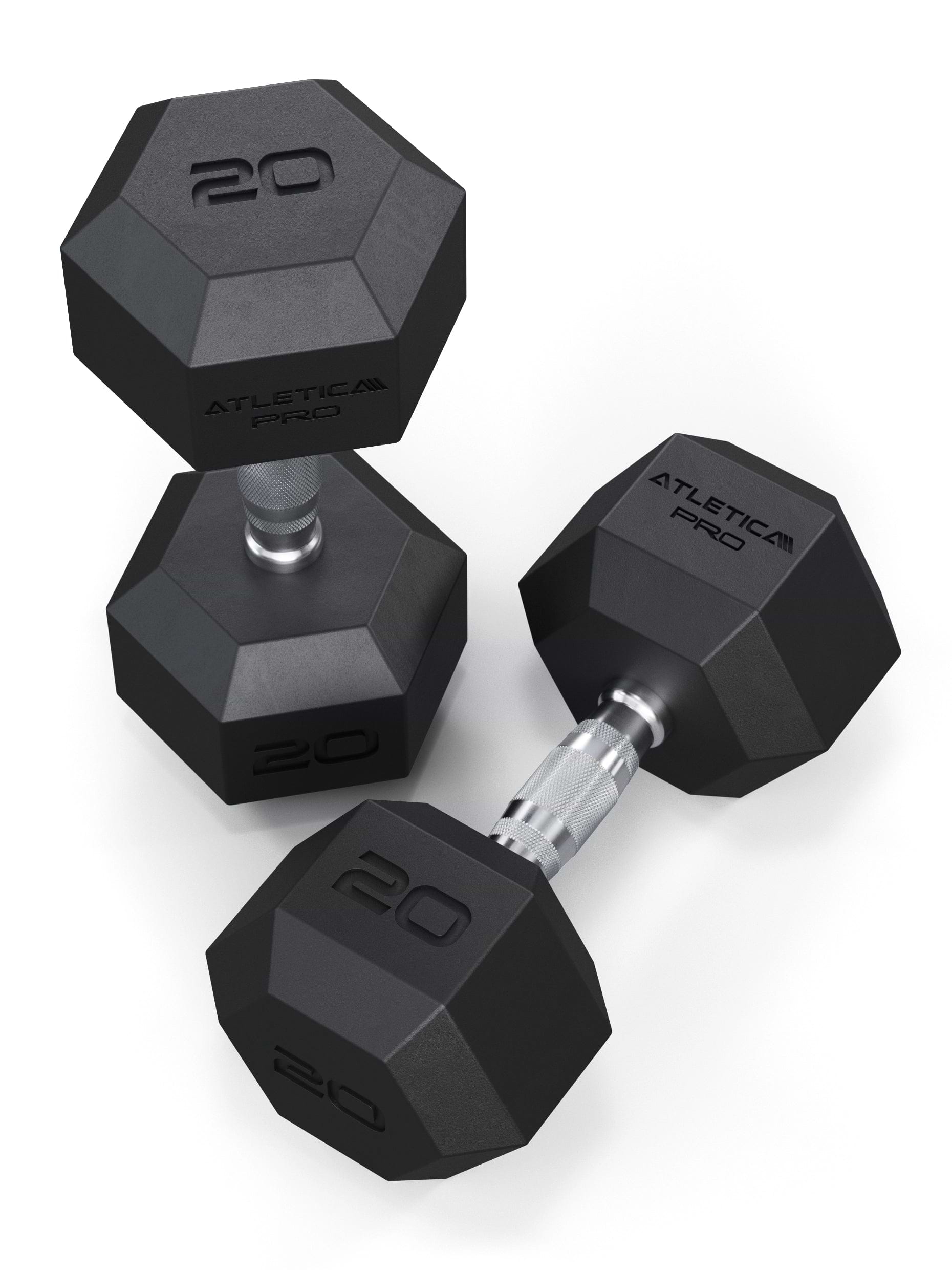 ATLETICA Hexagonhanteln PRO (Paar) | Polyurethan Hexagon Kurzhanteln | Dumbbells Pro - Gewichte mit bikonischem Griff mit Hartchrom Beschichtung | CNC gefräster Stahlkern | Paarweise von 2.5 bis 50kg,