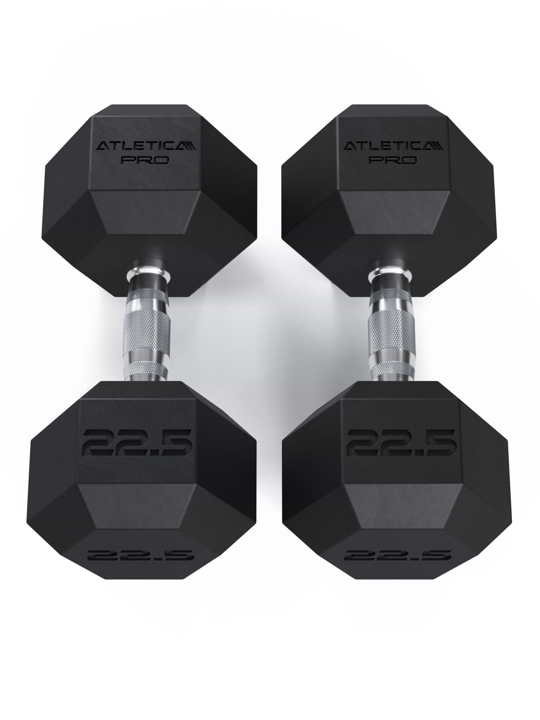 ATLETICA Hexagonhanteln PRO (Paar) | Polyurethan Hexagon Kurzhanteln | Dumbbells Pro - Gewichte mit bikonischem Griff mit Hartchrom Beschichtung | CNC gefräster Stahlkern | Paarweise von 2.5 bis 50kg,