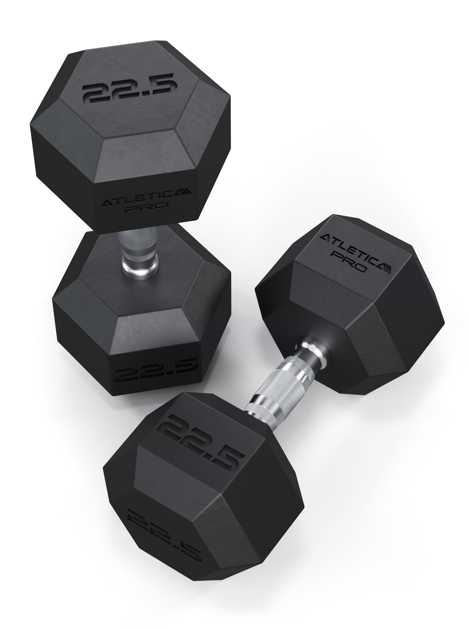 ATLETICA Hexagonhanteln PRO (Paar) | Polyurethan Hexagon Kurzhanteln | Dumbbells Pro - Gewichte mit bikonischem Griff mit Hartchrom Beschichtung | CNC gefräster Stahlkern | Paarweise von 2.5 bis 50kg,