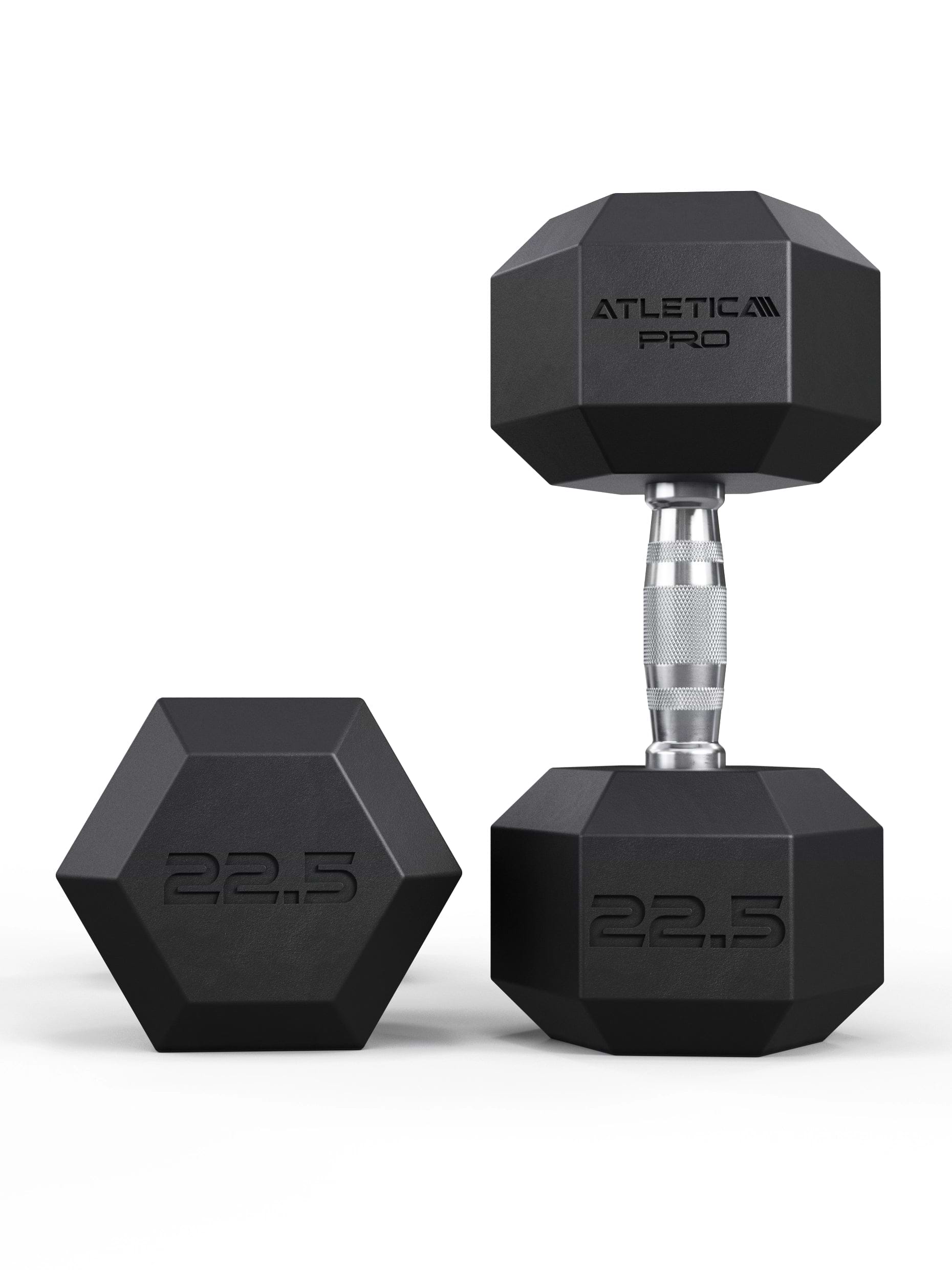 ATLETICA Hexagonhanteln PRO (Paar) | Polyurethan Hexagon Kurzhanteln | Dumbbells Pro - Gewichte mit bikonischem Griff mit Hartchrom Beschichtung | CNC gefräster Stahlkern | Paarweise von 2.5 bis 50kg,